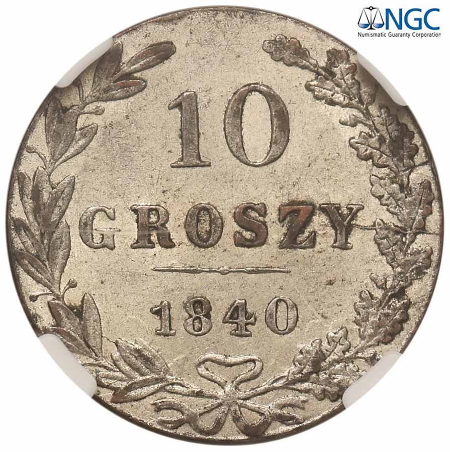 Polska XIX w. / Rosja. 10 groszy 1840 MW NGC MS62
