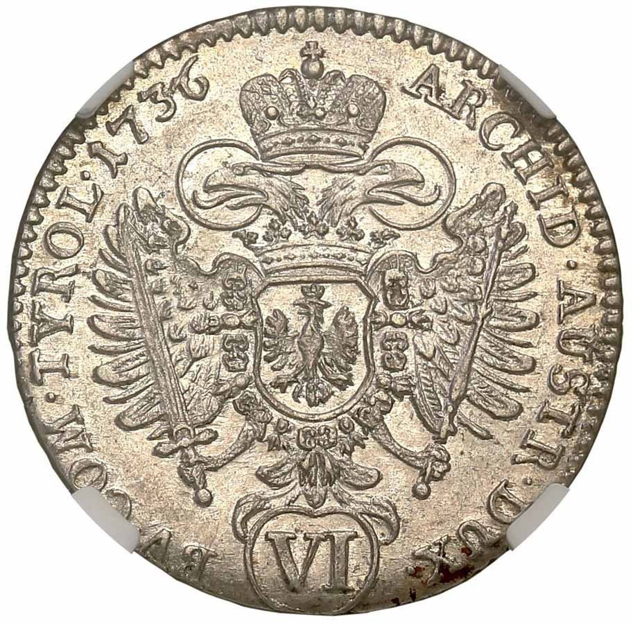 Austria. Tyrol 6 krajcarów 1736 Hall NGC AU58 (MAX)