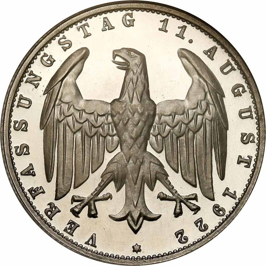 Niemcy, Weimar. 3 marki 1922 E, stempel lustrzany, NGC PF67 ULTRA CAMEO (MAX)