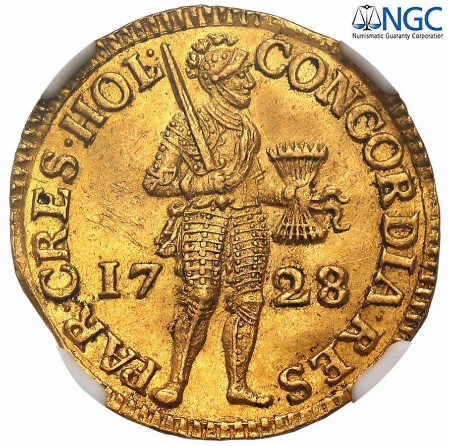 Niderlandy, Holland. Dukat 1728 NGC MS62