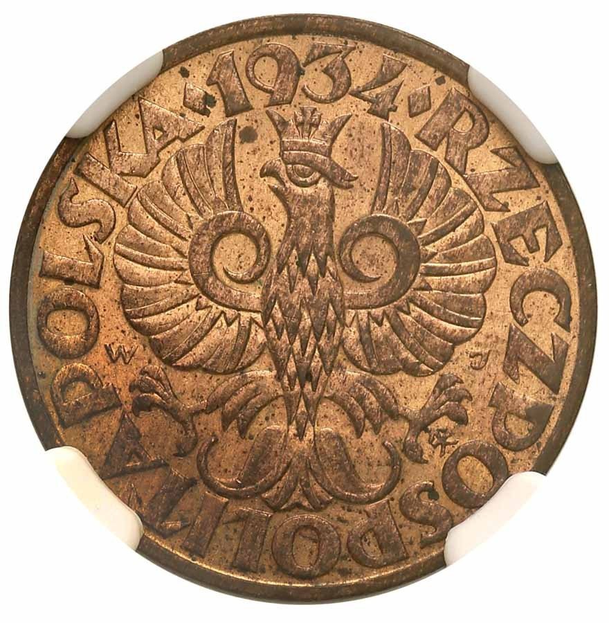 II RP. 5 groszy 1934 NGC MS62 RB