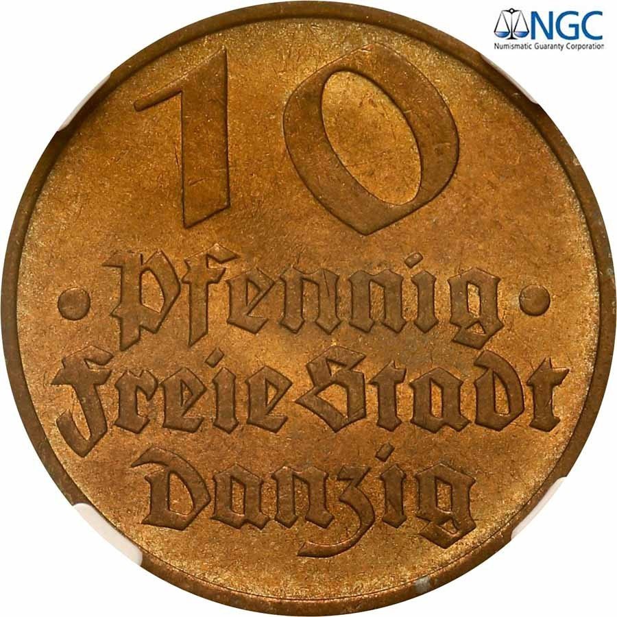 Wolne Miasto Gdańsk / Danzig. 10 fenigów 1932 NGC MS65