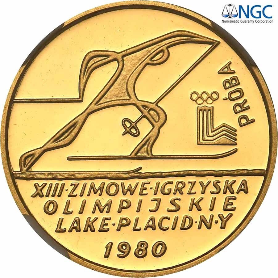 PRL. PRÓBA złoto 2.000 złotych 1980 Lake Placid NGC PF69 ULTRA CAMEO (MAX)