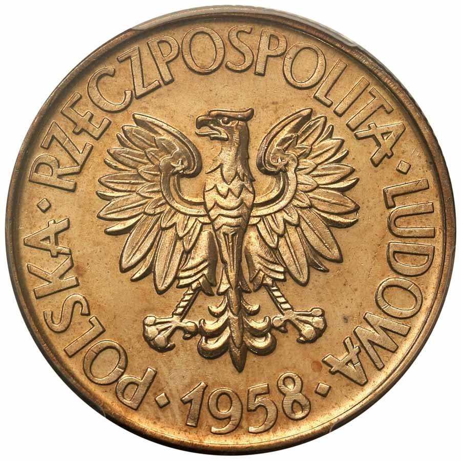 PRL. PRÓBA miedzionikiel 10 złotych 1958 Kościuszko bez napisu PRÓBA PCGS SP63 (MAX) 