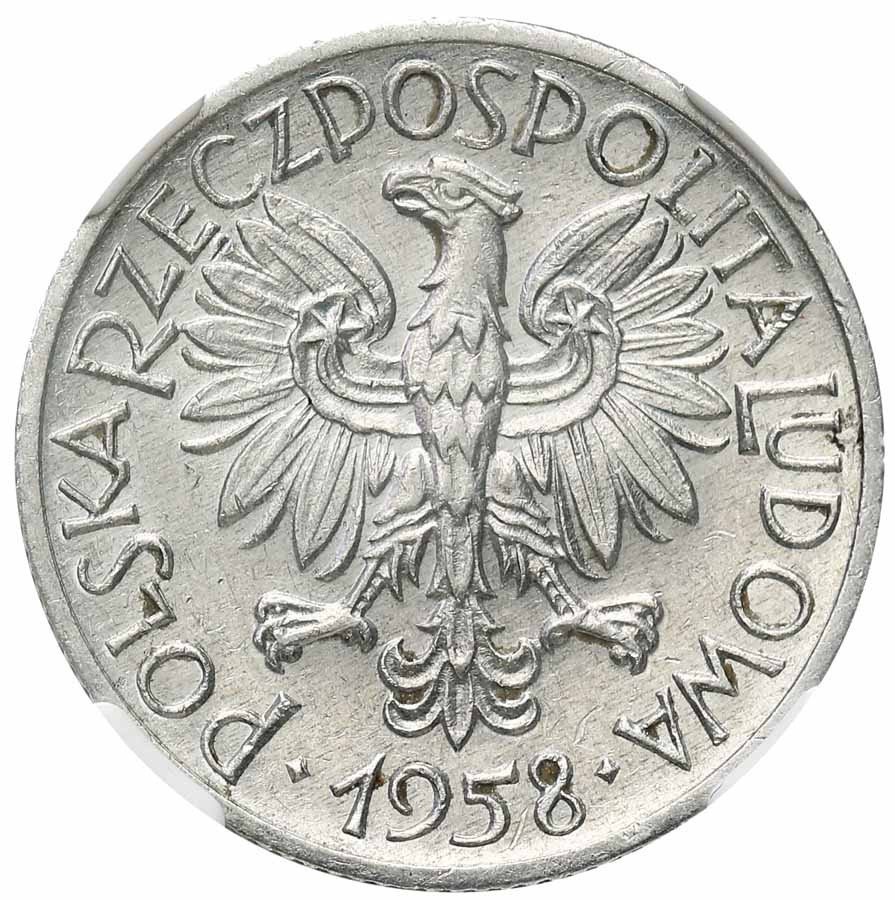 PRL. PRÓBA aluminium 1 złoty 1958 NGC MS61 (MAX)