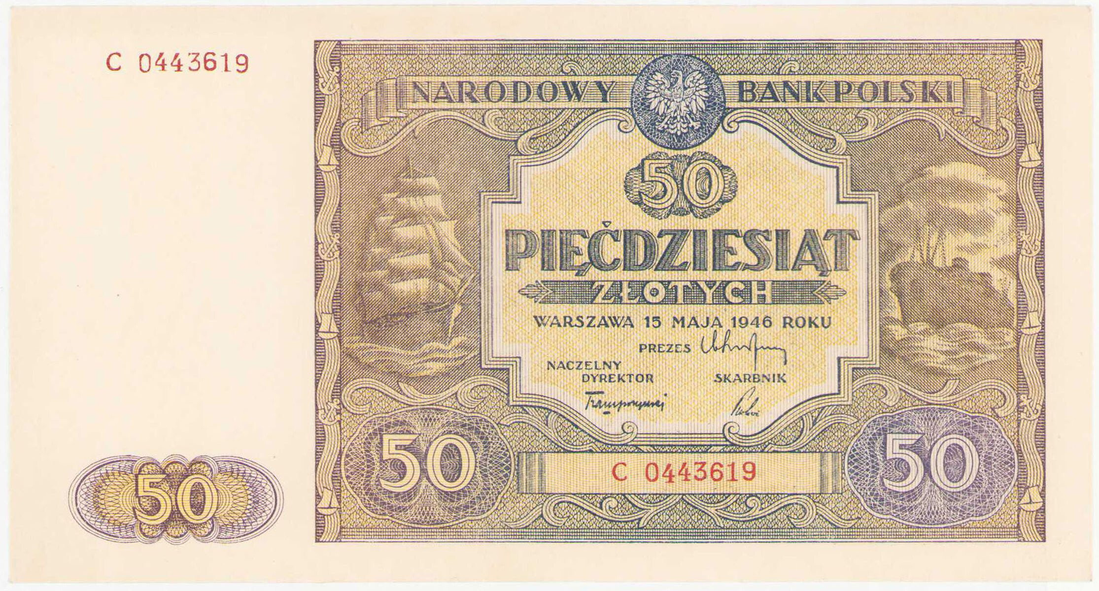  50 złotych 1946, seria C – PIĘKNE