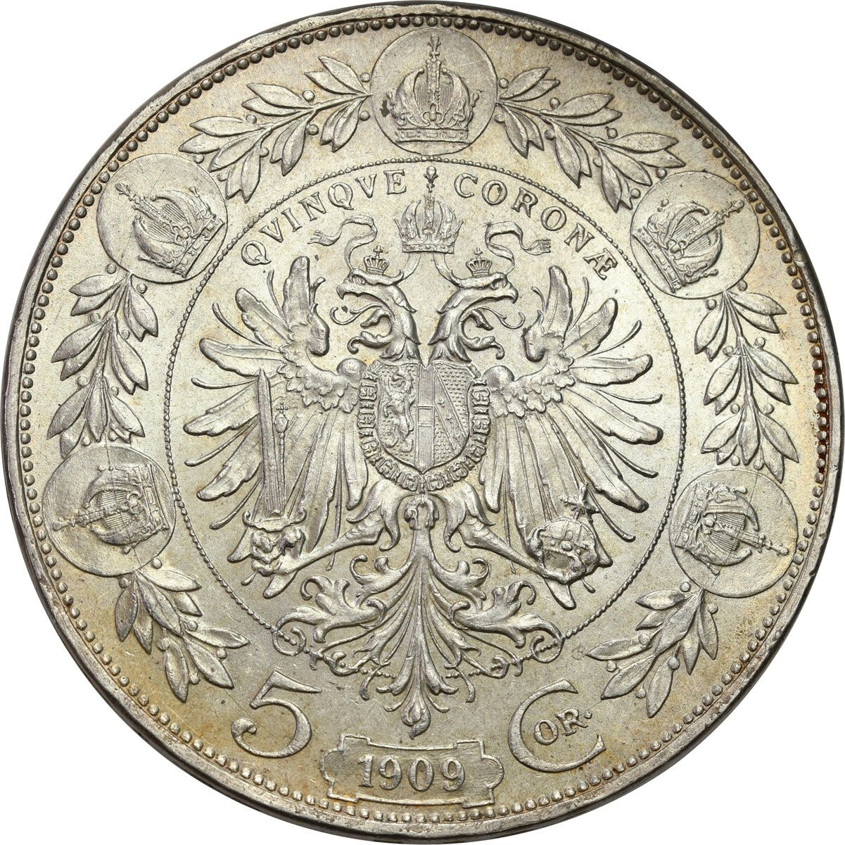 Austria, Franciszek Józef I. 5 koron 1909, Wiedeń - ŁADNE