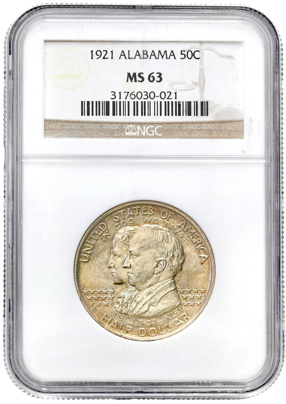 USA. 1/2 dolara (50 centów) 1921 - Alabama, Filadelfia NGC MS63 - PIĘKNE