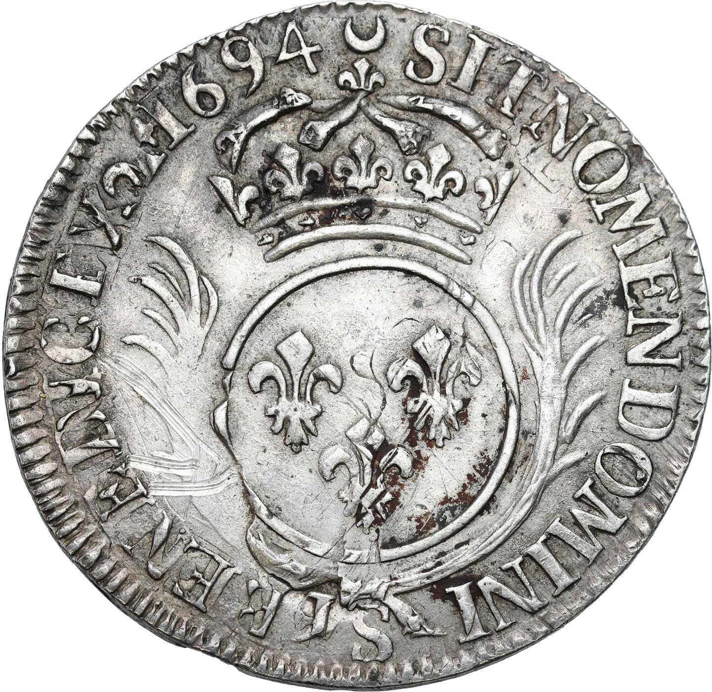 Francja, Ludwik XIV Wielki (1643–1715). 1/2 Ecu S, Reims