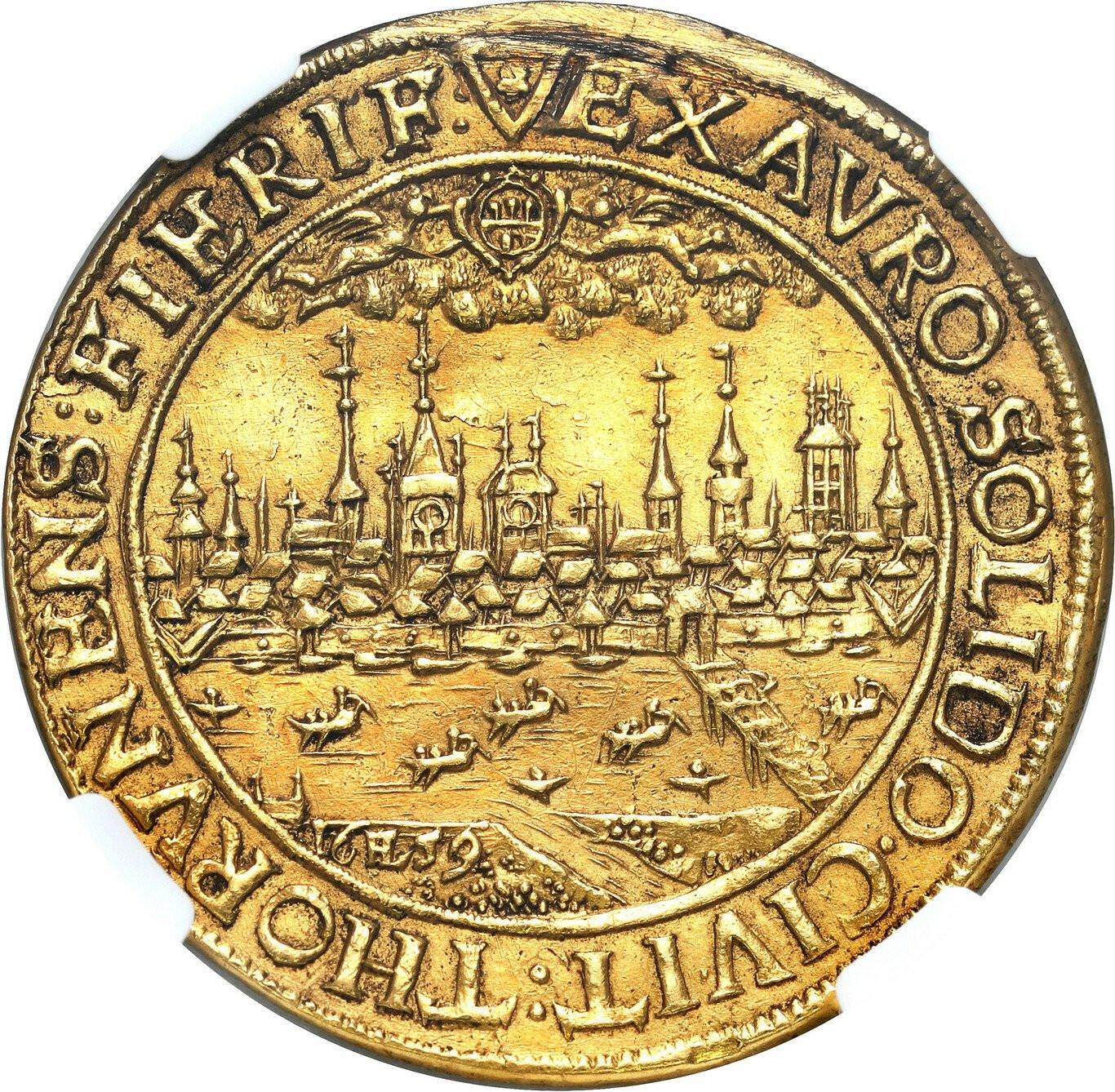 Jan II Kazimierz. Donatywa wagi 5 dukatów 1659, Toruń - RZADKOŚĆ R7