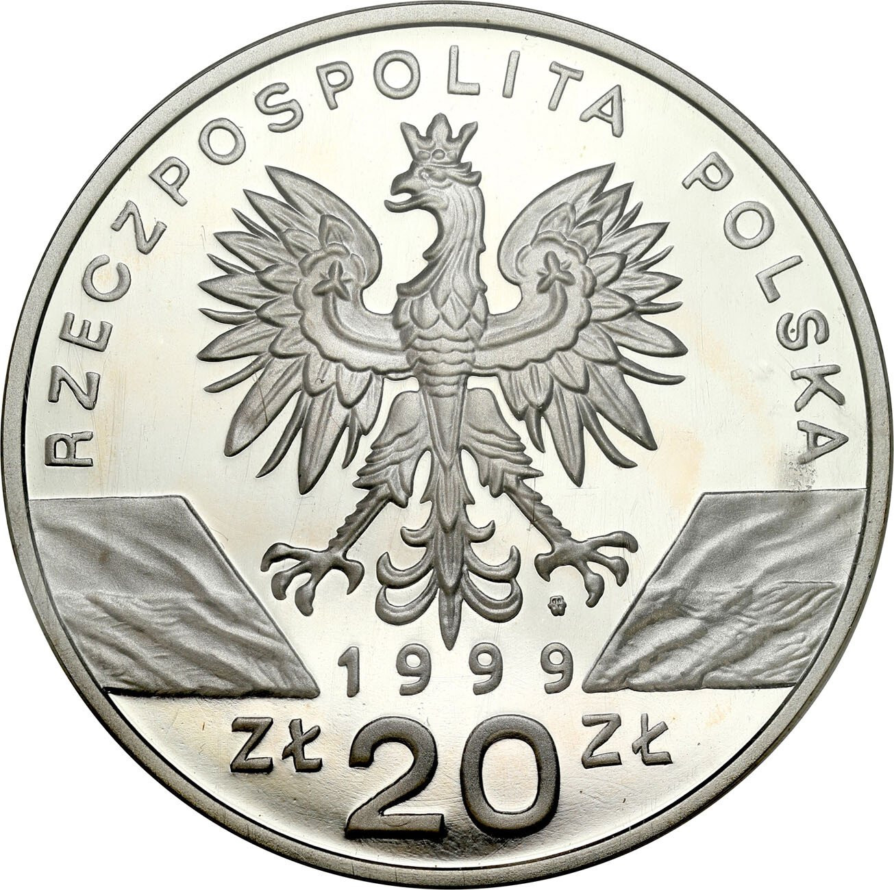 III RP. 20 złotych 1999 Wilki GCN PR70 - RZADSZE