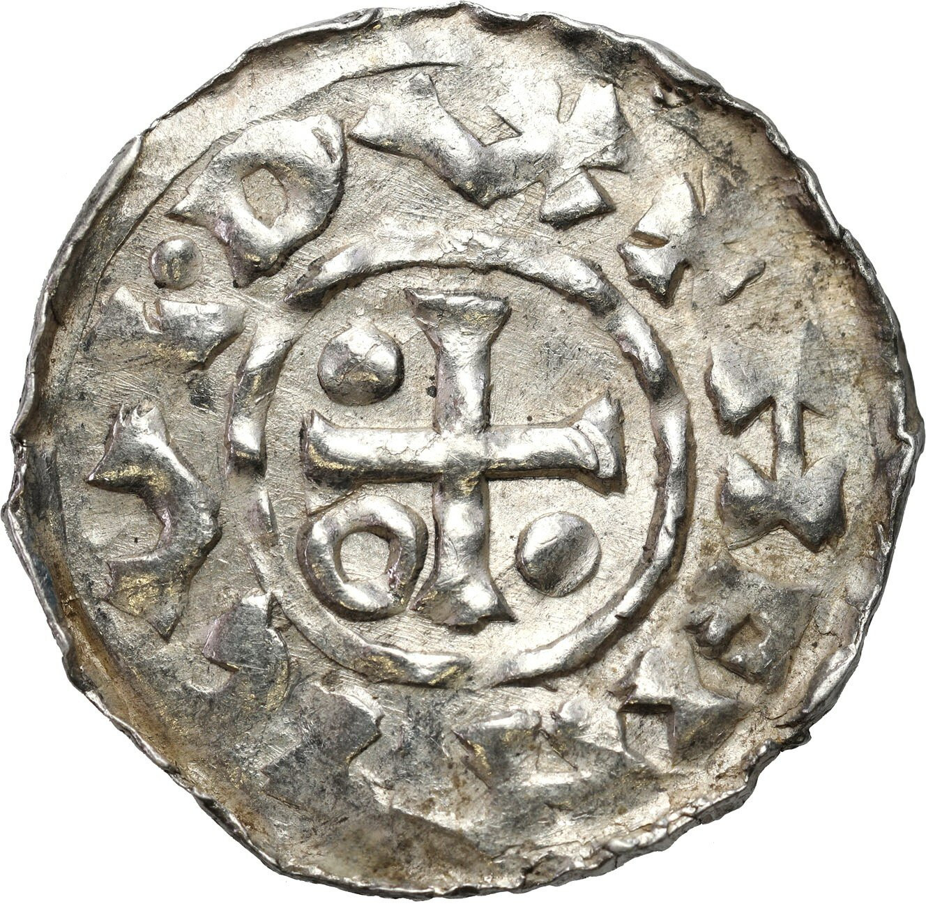 Niemcy, Bawaria, Augsburg. Henryk II (985–995), Denar, Augsburg – RZADKI