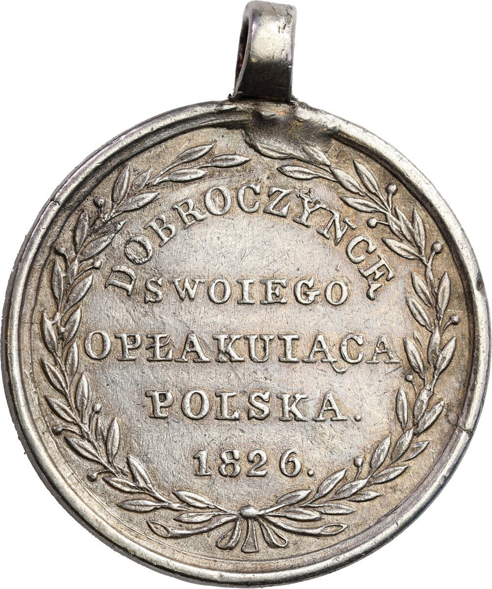Królestwo Polskie/Rosja. Medal 1826 Dobroczyńcę swego opłakująca Polska, srebro