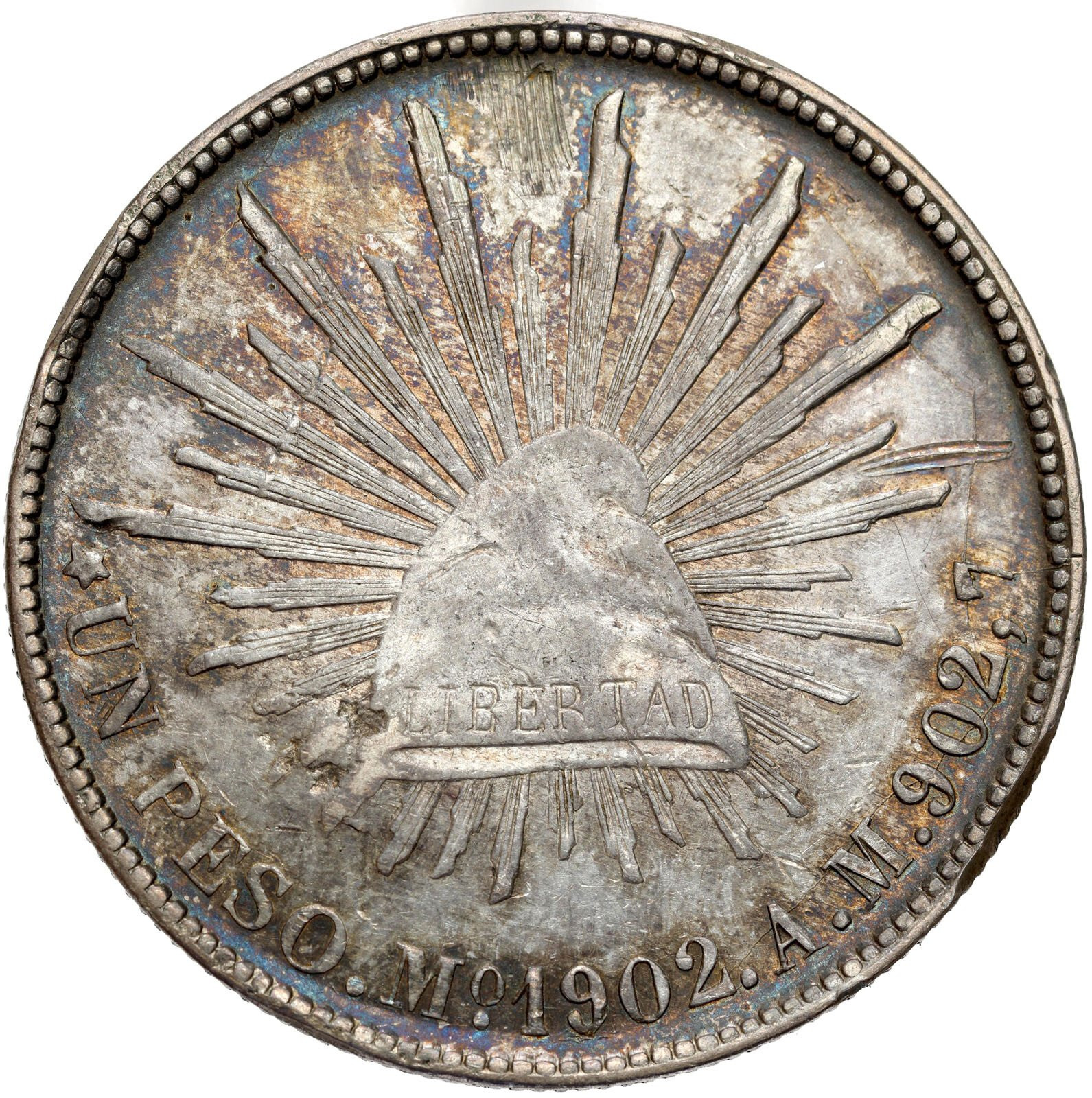 Meksyk. 1 peso 1902 Mo AM, Meksyk