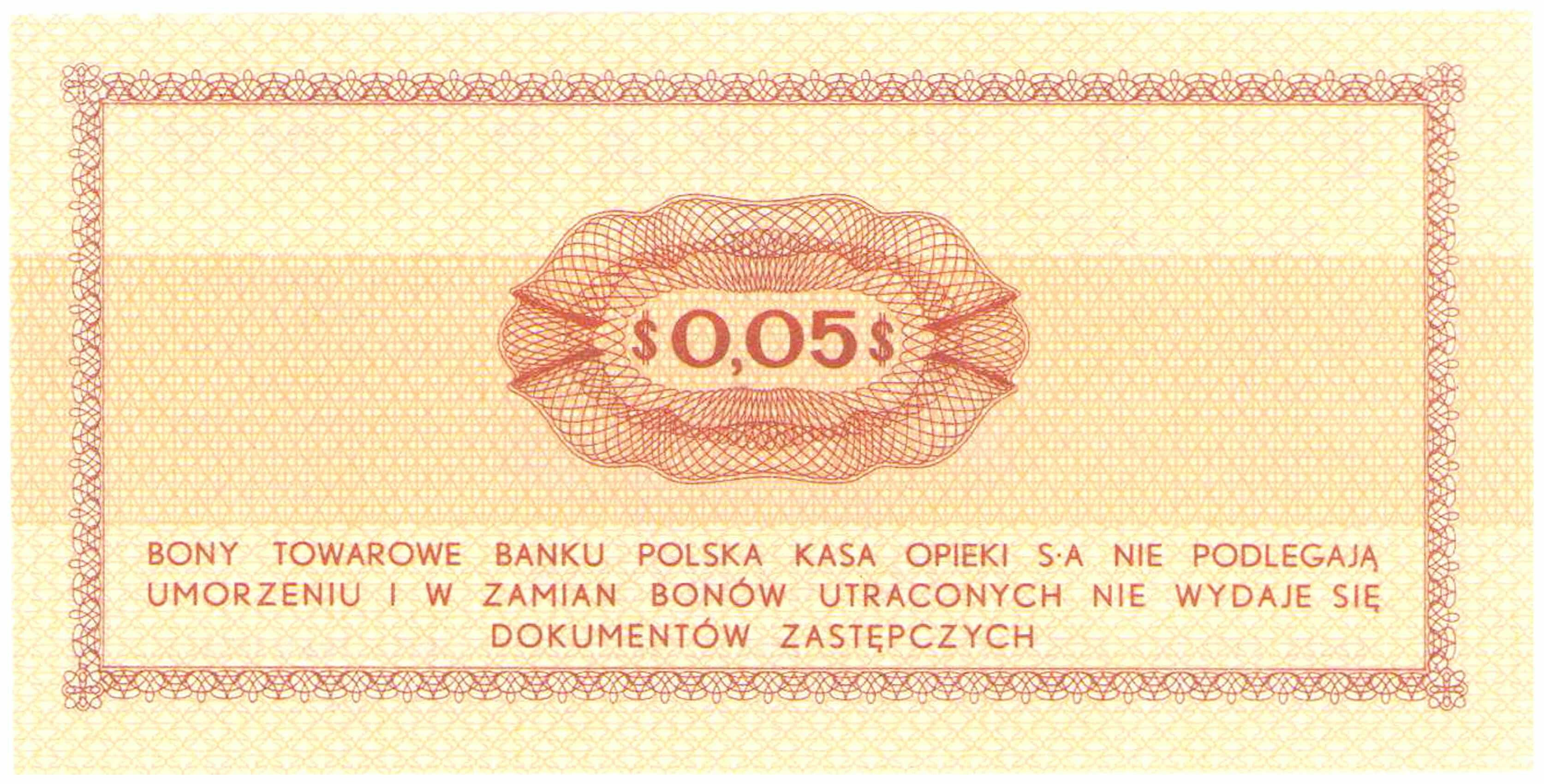 Bon towarowy PEKAO na 5 centów 1969 seria Ea – PIĘKNY