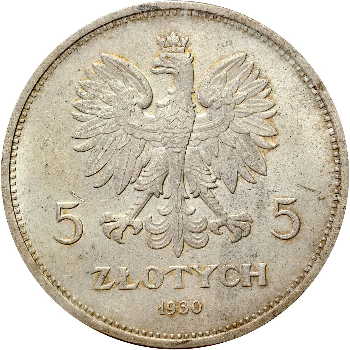 II RP. 5 złotych 1930 Sztandar PCGS MS65 (2 MAX) – PRZEPIĘKNE