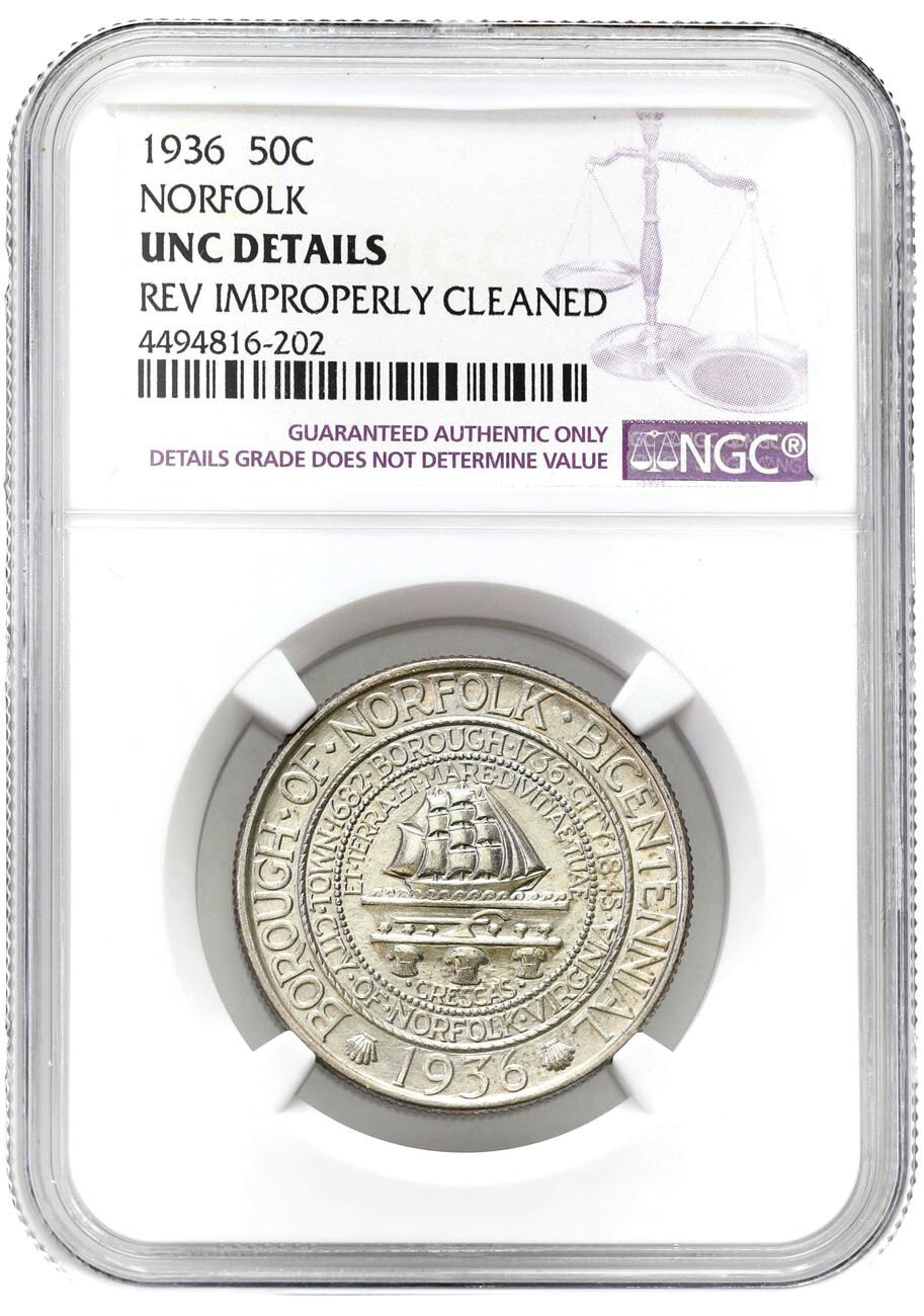 USA. 1/2 dolara (50 centów) 1936 - Norfolk, Filadelfia NGC UNC Details