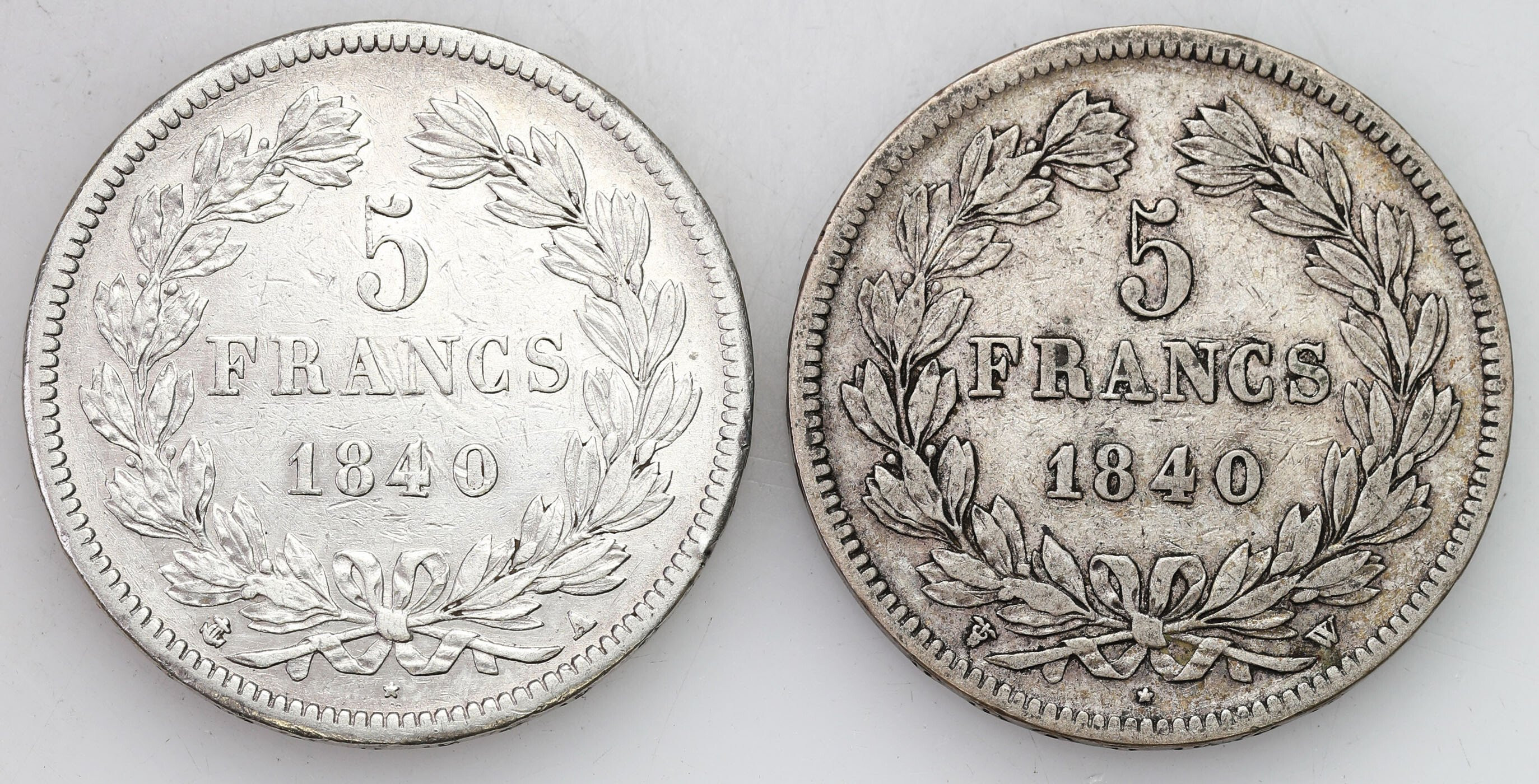 Francja. Louis Philippe I. 5 Franków 1840, zestaw 2 sztuk