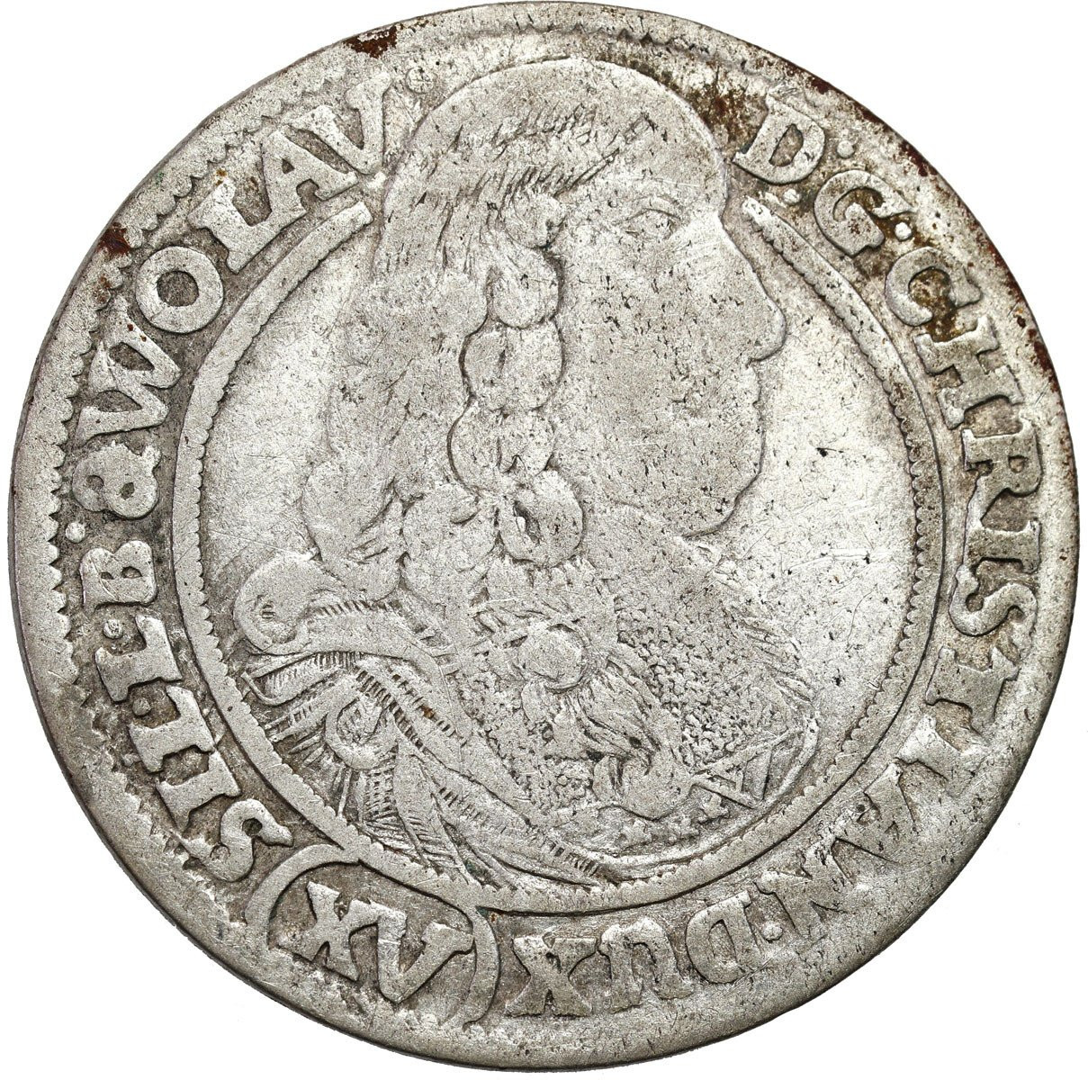Śląsk, Księstwo Legnicko-Brzesko-Wołowskie. Krystian Wołowski (1639–1673). 15 krajcarów 1664, Brzeg