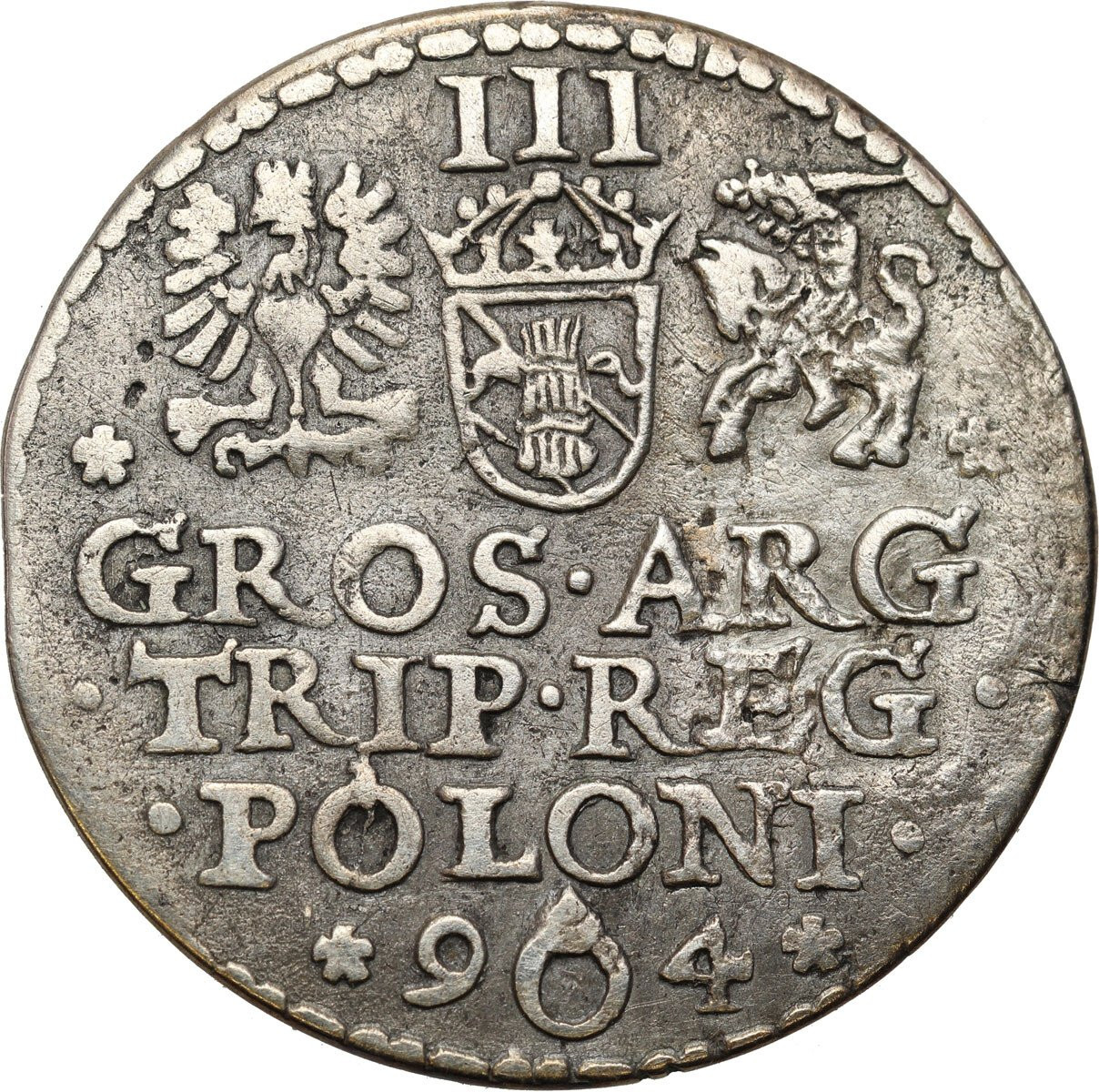 Zygmunt III Waza. Trojak (3 grosze) 1594, Malbork – RZADKOŚĆ R3