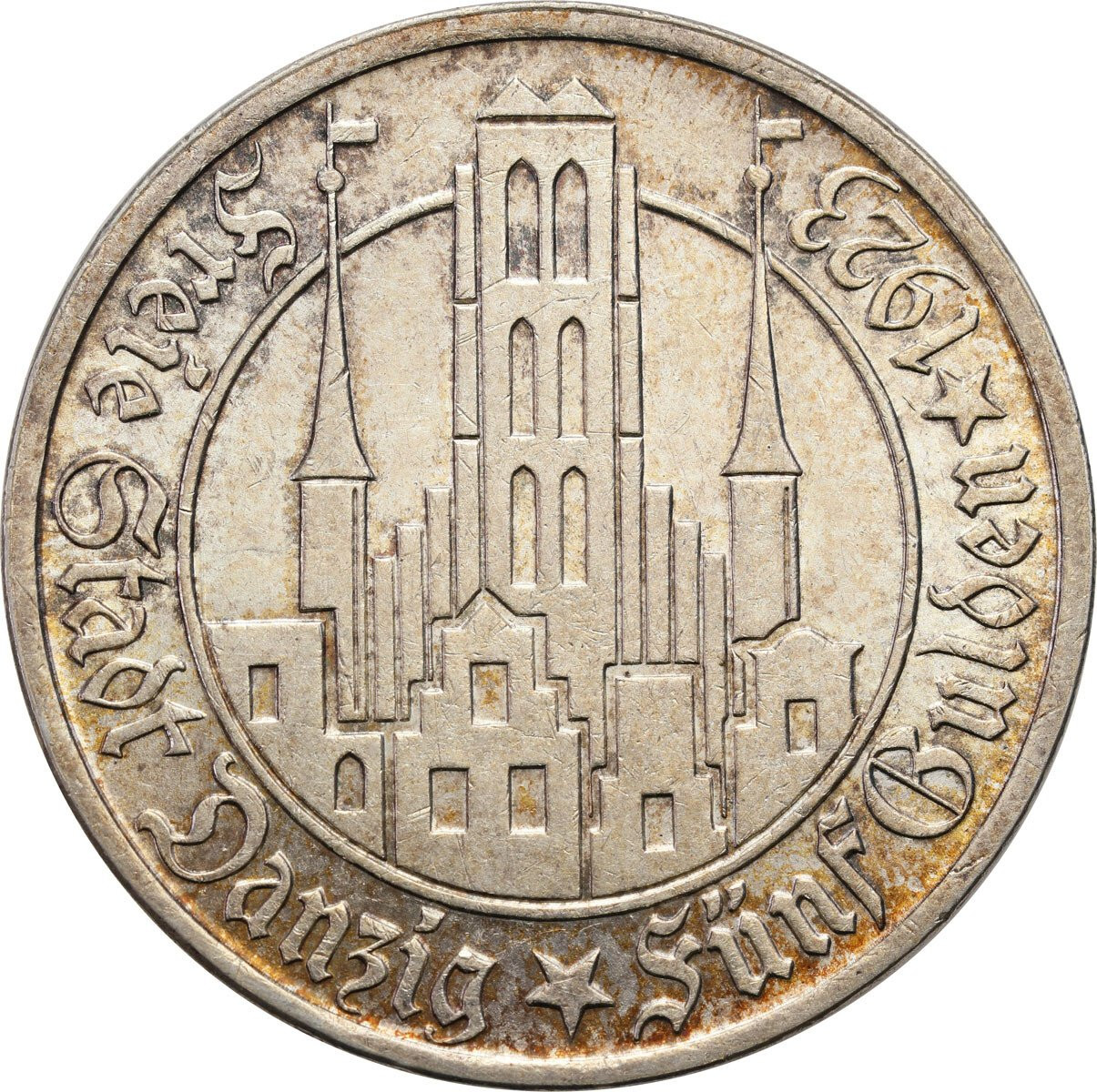 Wolne Miasto Gdańsk/Danzig. 5 Guldenów 1923 Kościół NMP – PIĘKNE