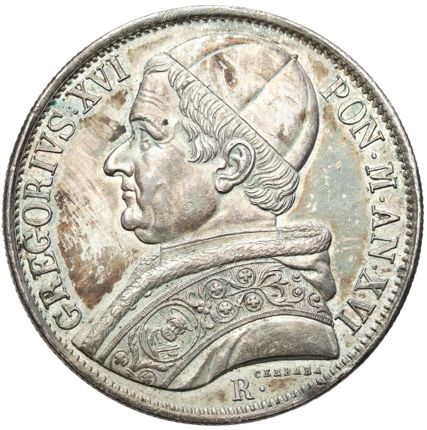 Watykan. Grzegorz XVI (1831–1846). Scudo 1846 R, Rzym