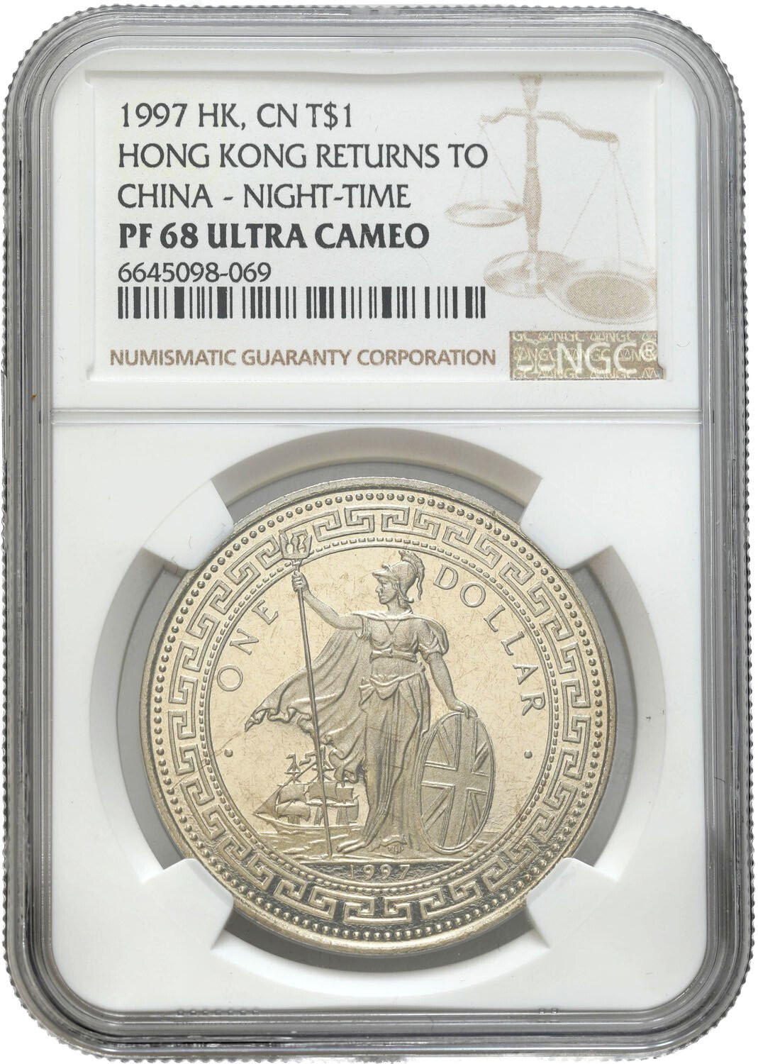 Hong-Kong.  Dolar 1997 Return to China NGC PF68 ULTRA CAMEO