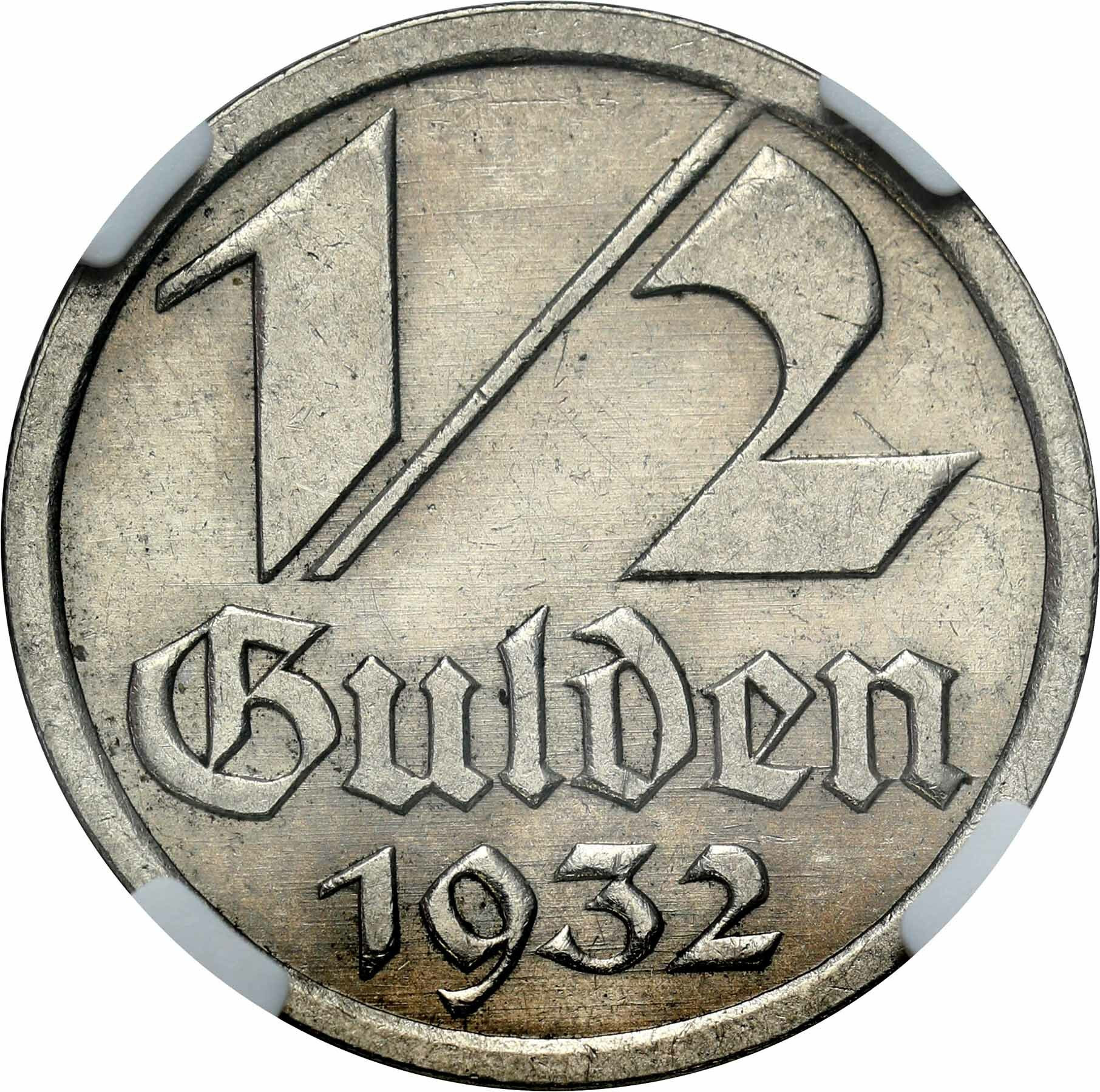 Wolne Miasto Gdańsk. 1/2 guldena 1932 NGC MS64 - PIĘKNE