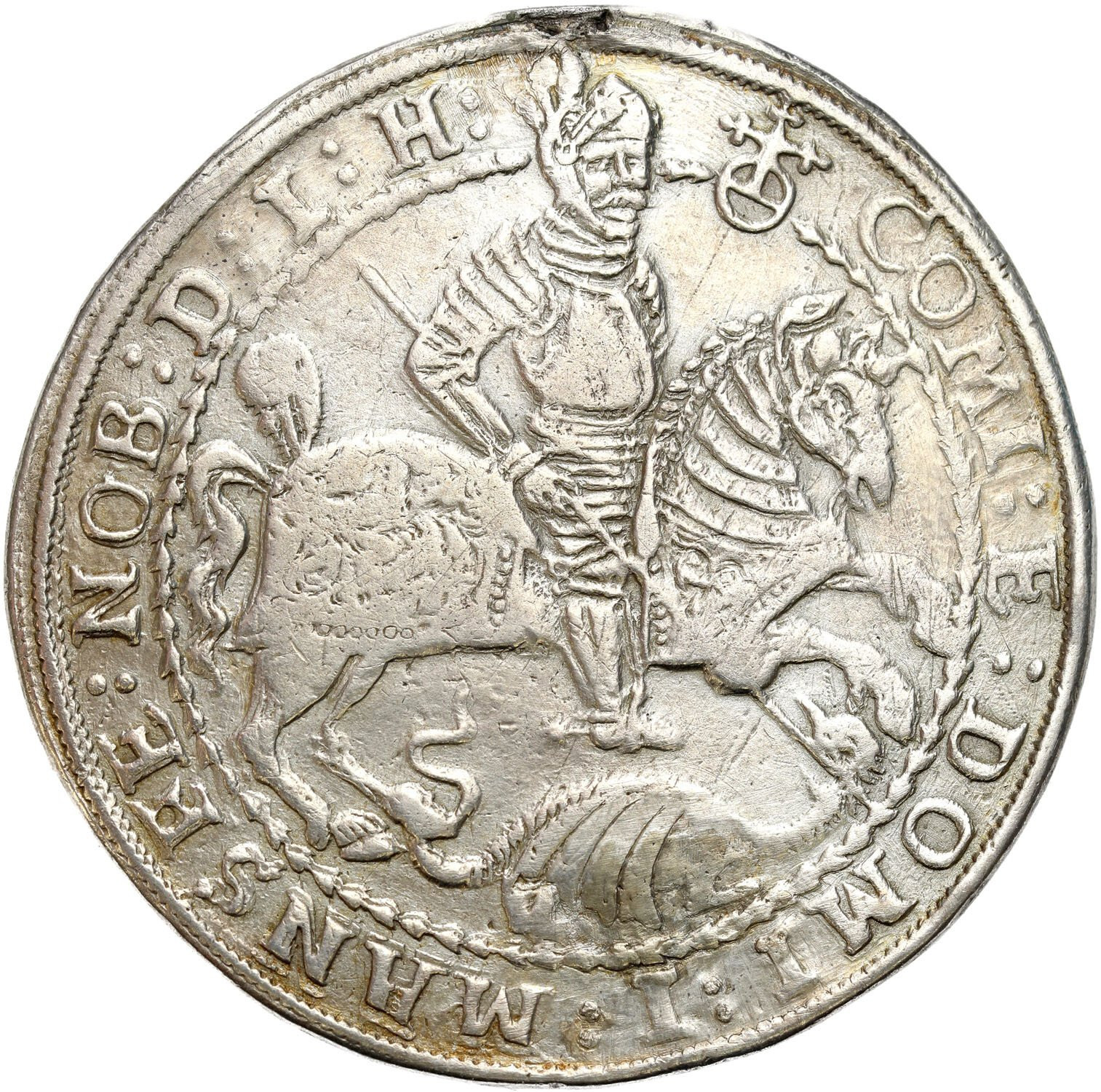 Niemcy, Mansfeld. Piotr Ernest I, Bruno II, Gebhard VIII, Jan Jerzy IV (1587–1601). Talar 1599 GM, Einsleben