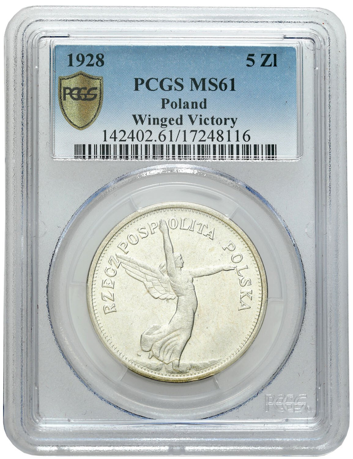 II RP. 5 złotych 1928 Nike (ze znakiem) PCGS MS61 - PIĘKNA