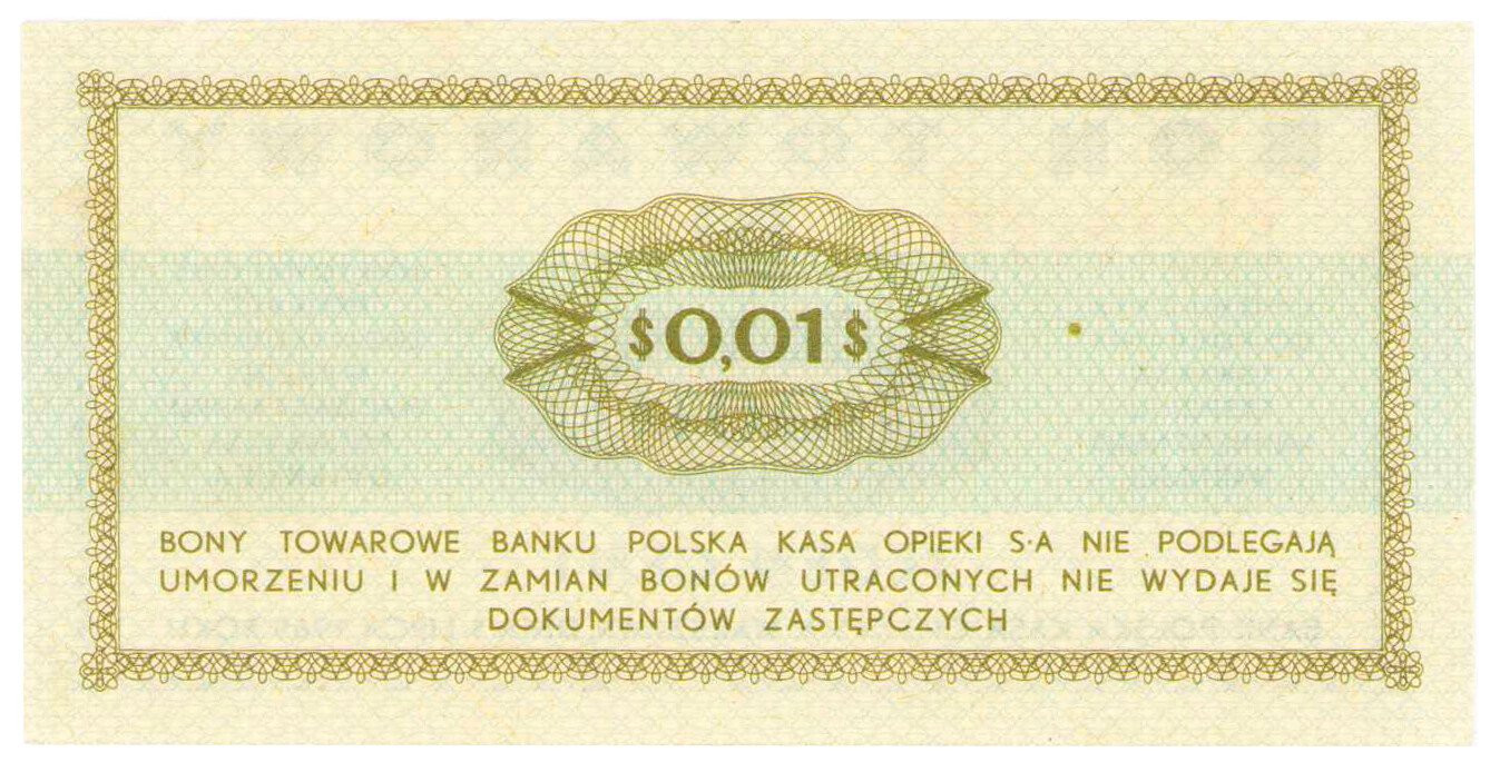 Bon towarowy PEKAO na 1 cent 1969 seria FL 