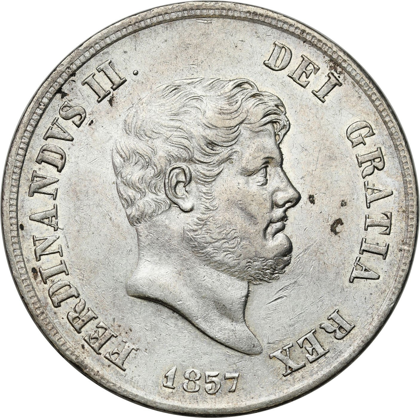 Włochy, Sycylia. Ferdinando II (1830-1859). Piastra - 120 Grani 1857 - ŁADNE