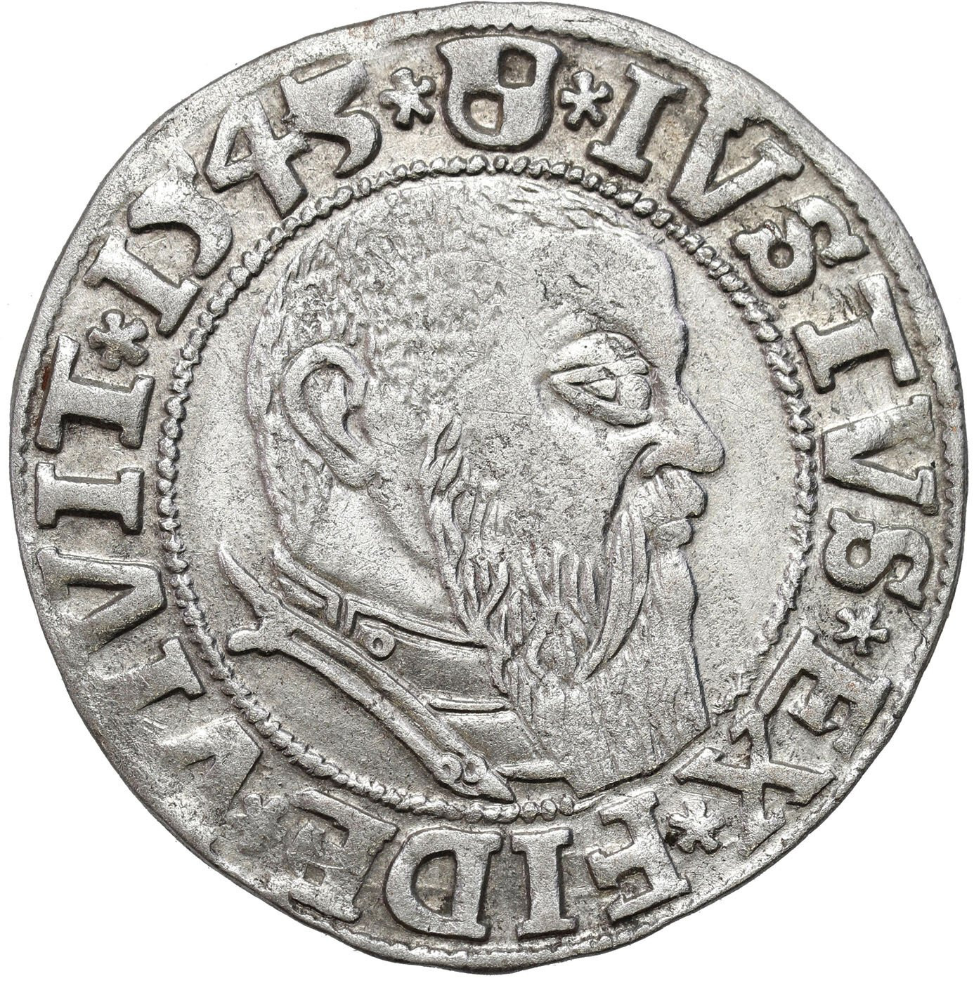 Prusy Książęce. Albert Hohenzollern (1525–1568). Grosz 1545, Królewiec – ŁADNY