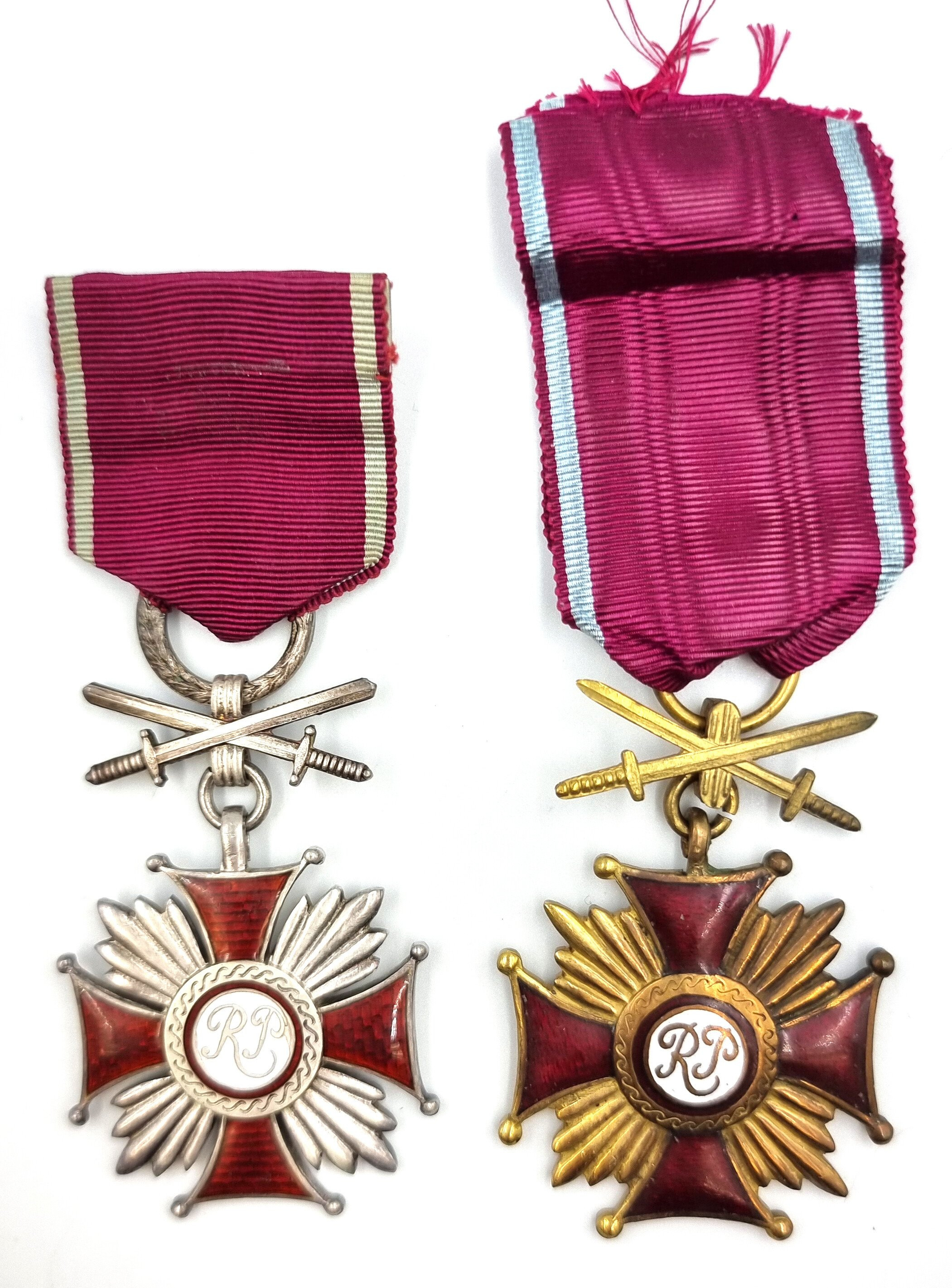 Złoty i Srebrny SPINK & SON – LONDON Krzyż Zasługi z mieczami, zestaw 2 sztuk