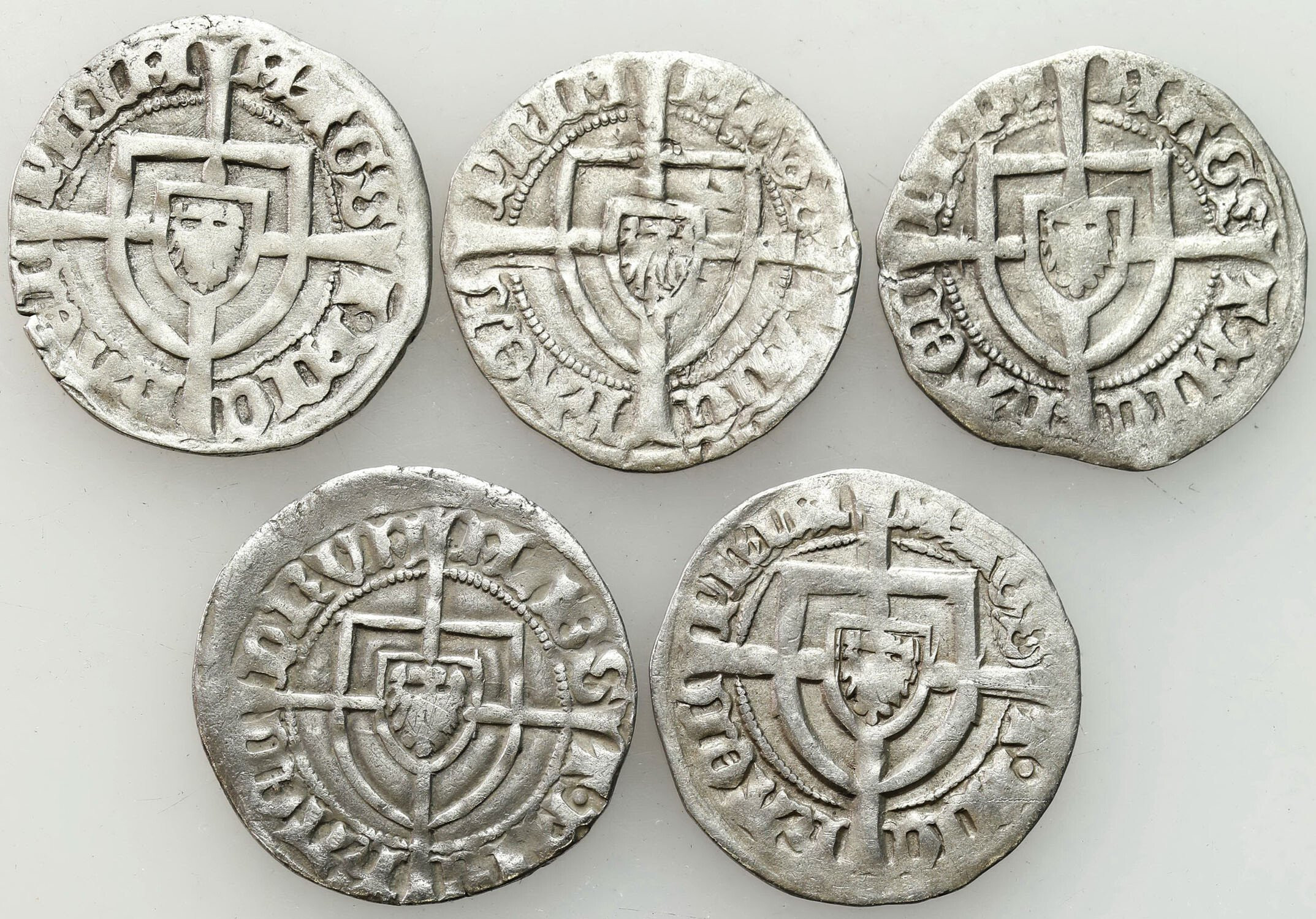 Zakon Krzyżacki. Michał I (1414–1422). Szeląg, zestaw 5 monet