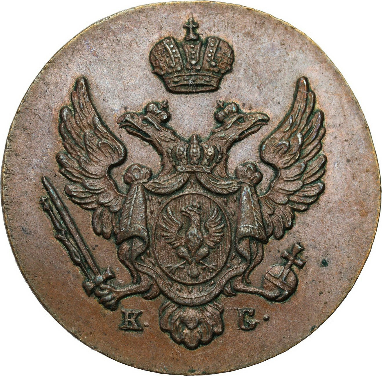 Polska XIX w./Rosja. Mikołaj I. 1 grosz polski 1831 FH, Warszawa - PIĘKNY
