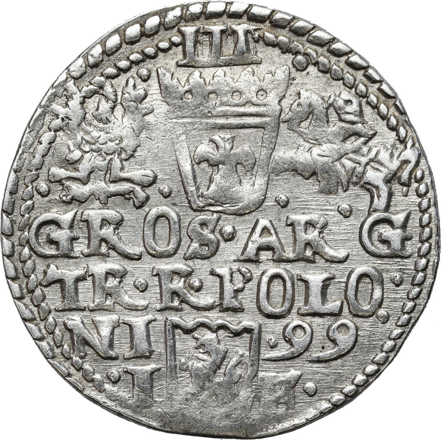 Zygmunt III Waza. Trojak (3 grosze) 1599, Olkusz - NIENOTOWANY