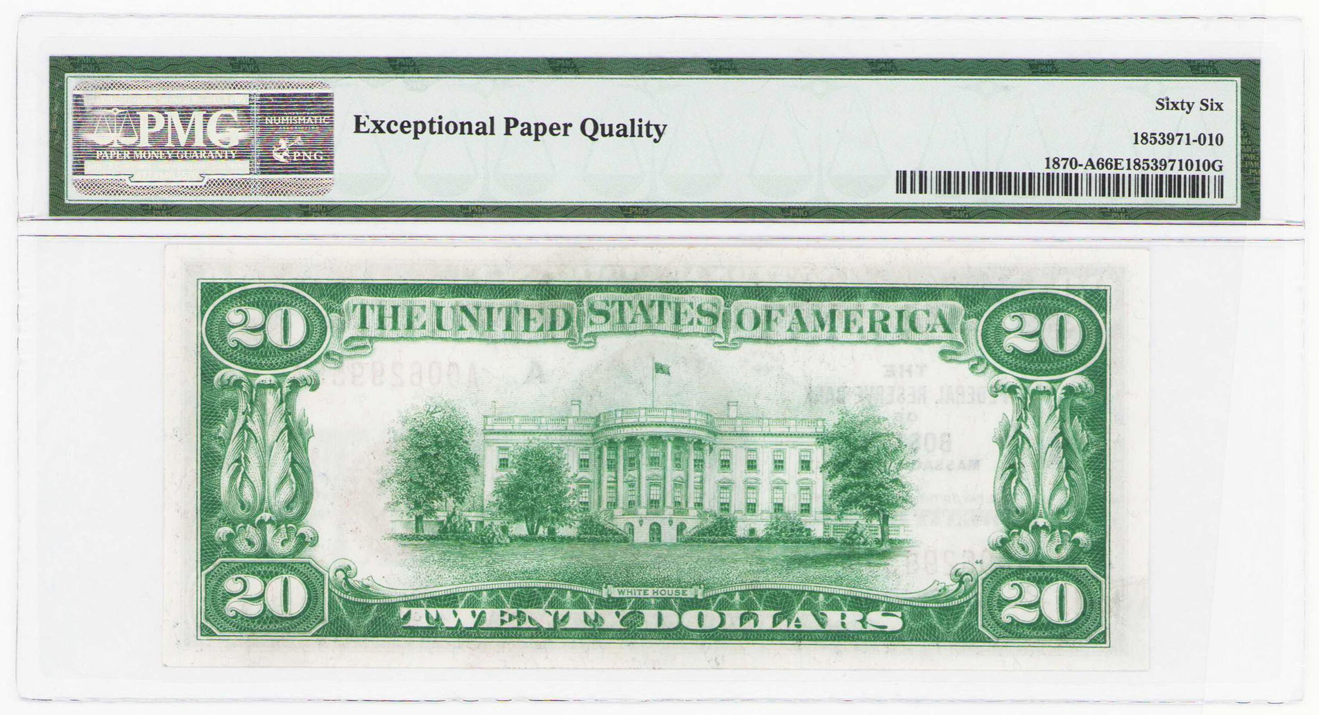 USA. The Federal Reserve Bank of Boston - Massachusetts, 20 dolarów 1929 PMG 66 EPQ