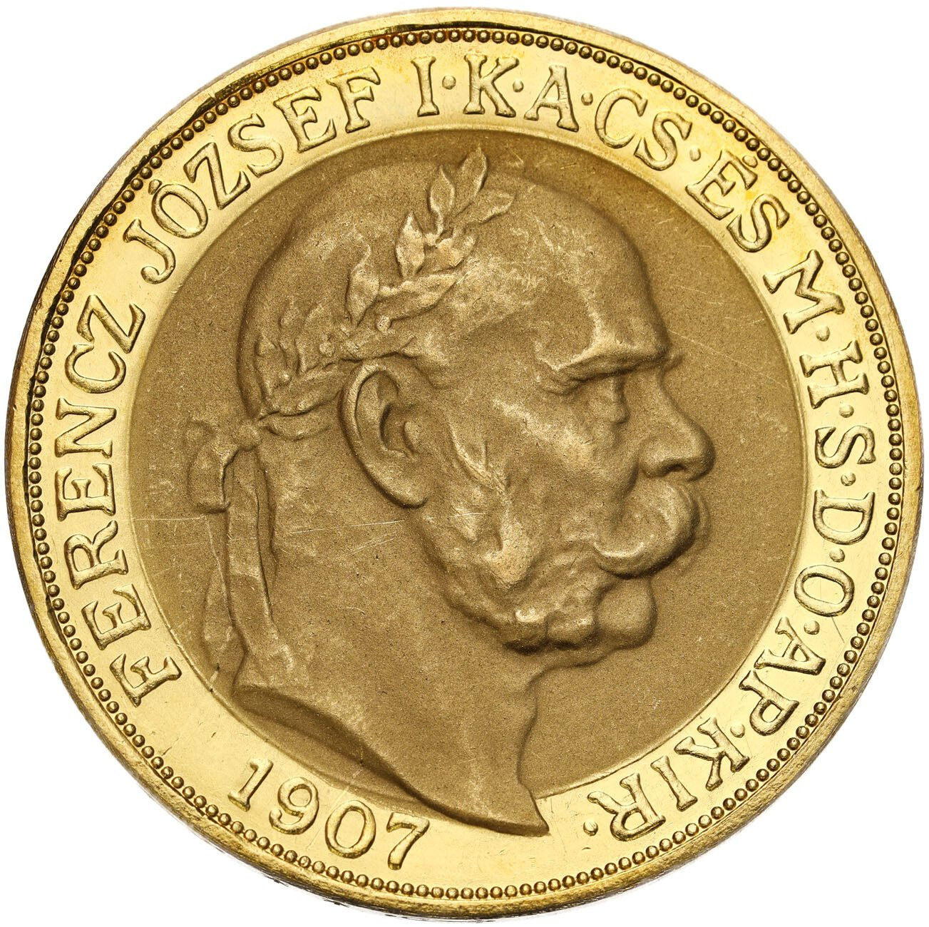 Węgry. Franciszek Józef 100 koron 1907 KB, Kremnica - PIĘKNE
