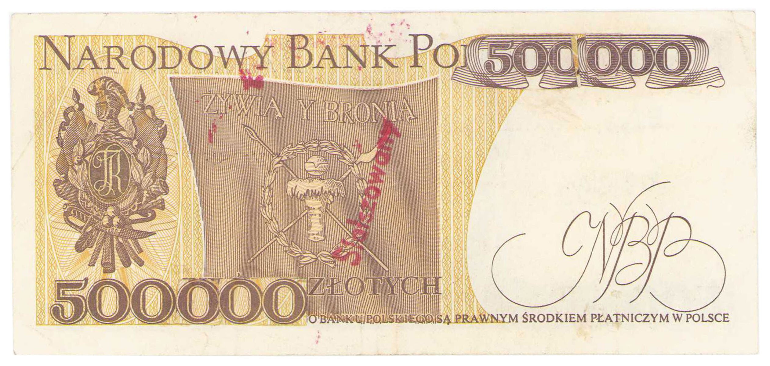 500 złotych sfałszowane na 500.000 złotych - Fałszerstwo