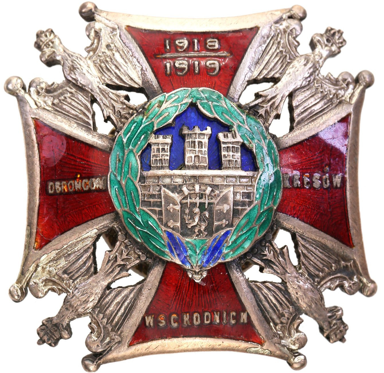 II RP. Odznaka Obrońcom Kresów Wschodnich „Orlęta” 1918- 1919 - wersja w SREBRZE