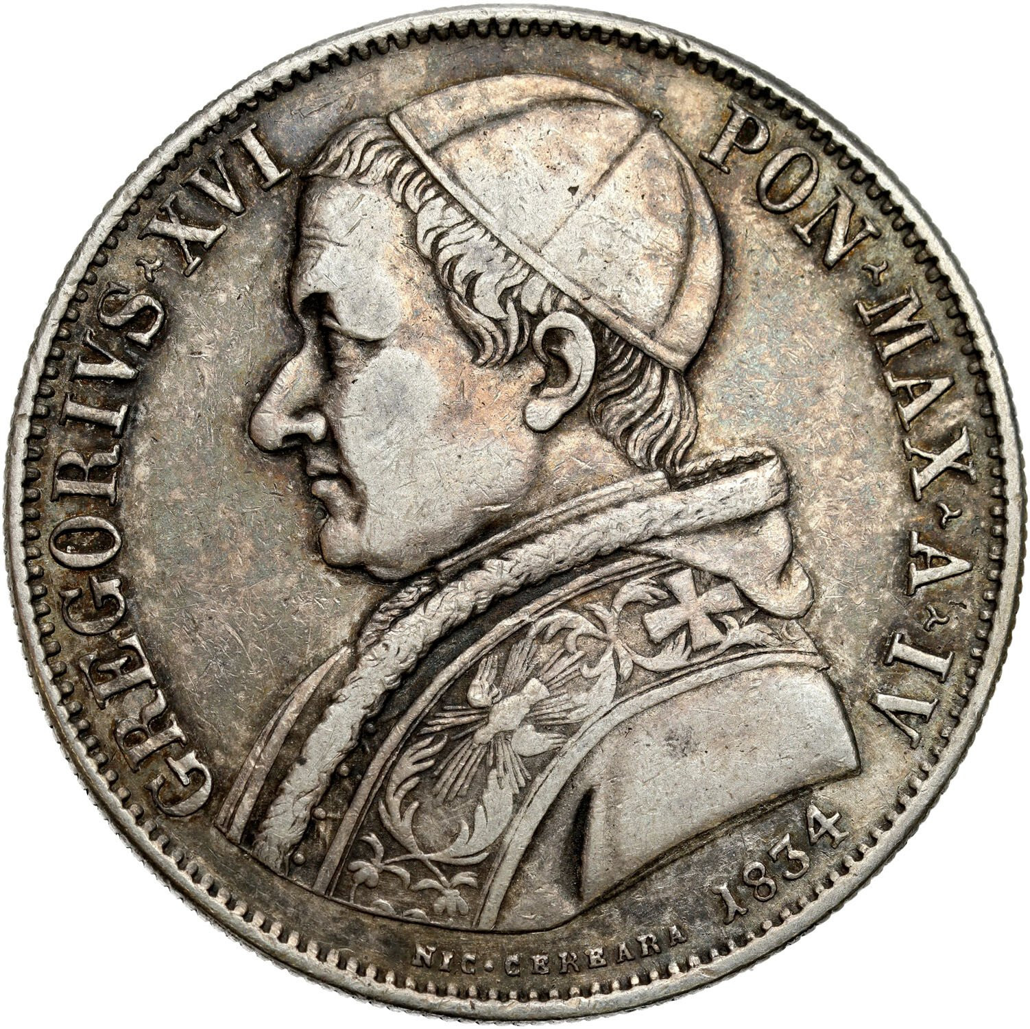 Watykan. Gregorio XVI (1831-1846). Scudo 1834, Rzym
