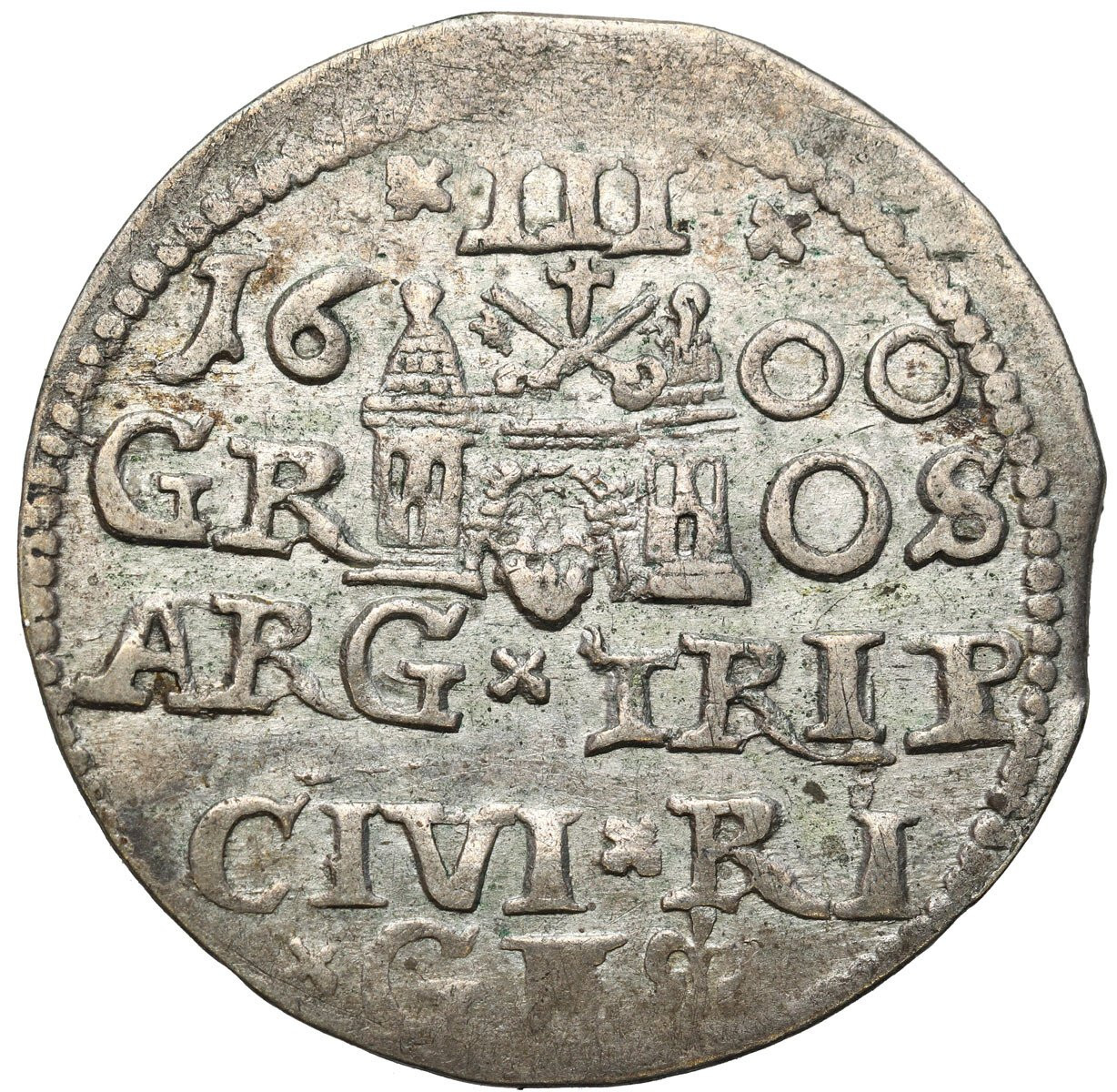  Zygmunt III Waza. Trojak (3 grosze) 1600, Ryga - RZADSZY ROCZNIK