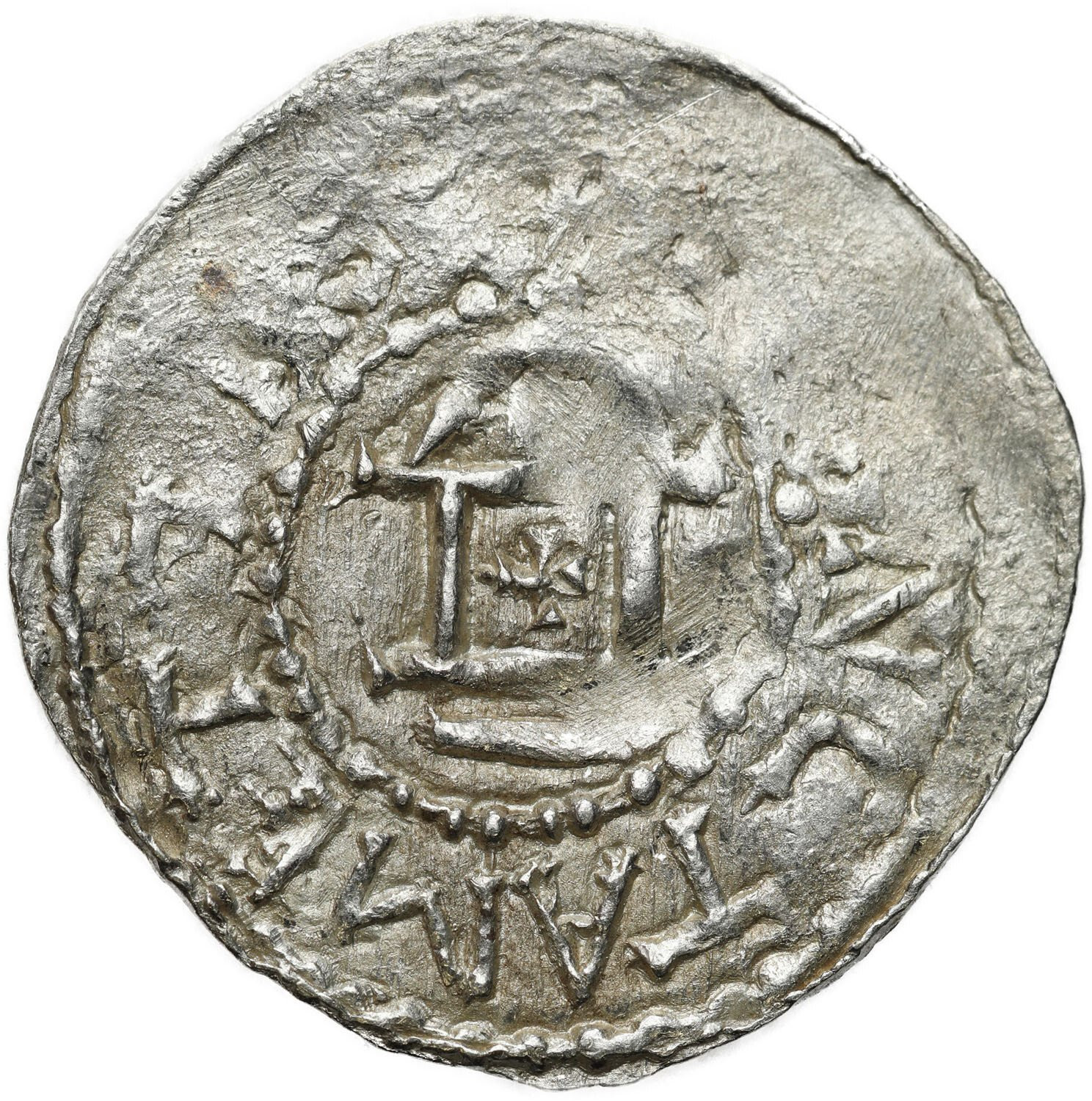 Niemcy, Lothingen-Metz. Adelbero II i cesarz Otto (984-1002). Denar - RZADKOŚĆ