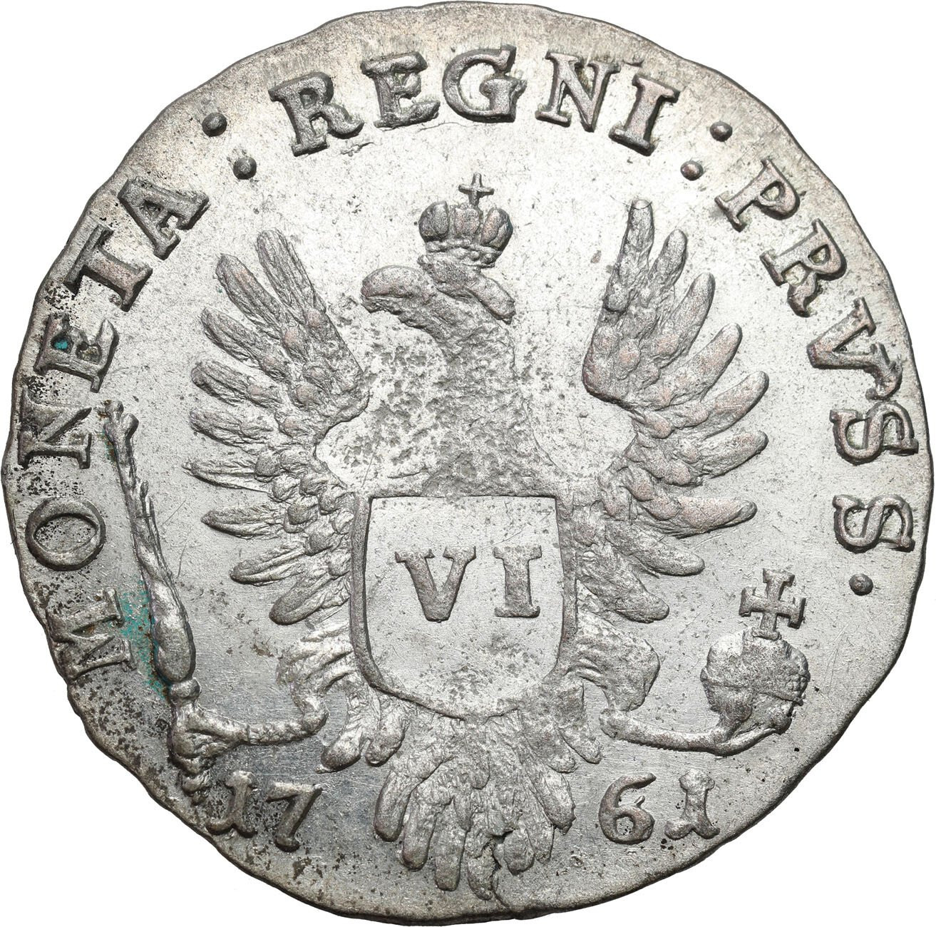 Rosja. Elżbieta. Szóstak (6 groszy) 1761, Królewiec - PIĘKNY 
