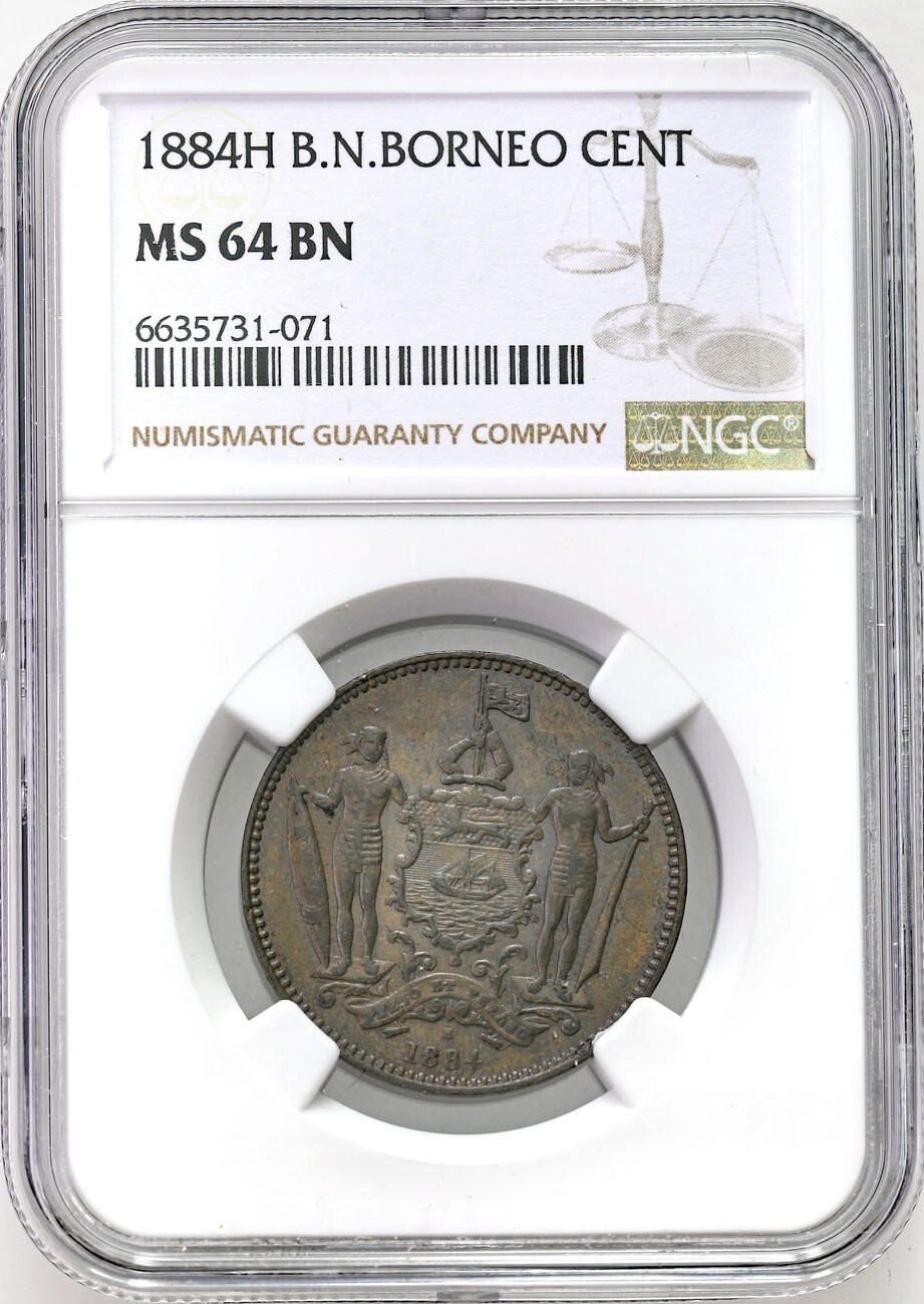 Brytyjskie Borneo Północne. Cent 1884 H, Heaton NGC MS64 BN (2 MAX)
