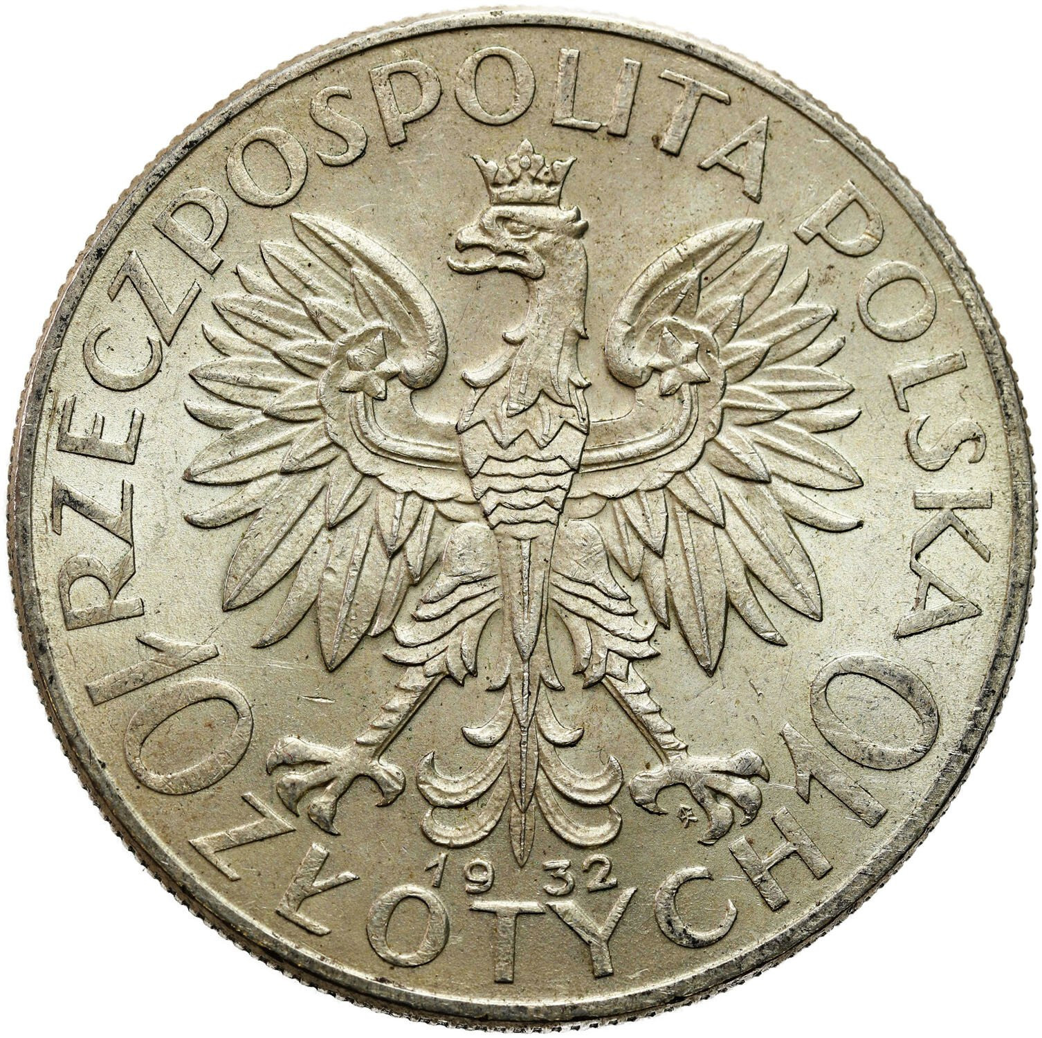 II RP. 10 złotych 1932 głowa kobiety (ze znakiem mennicy) - ŁADNE