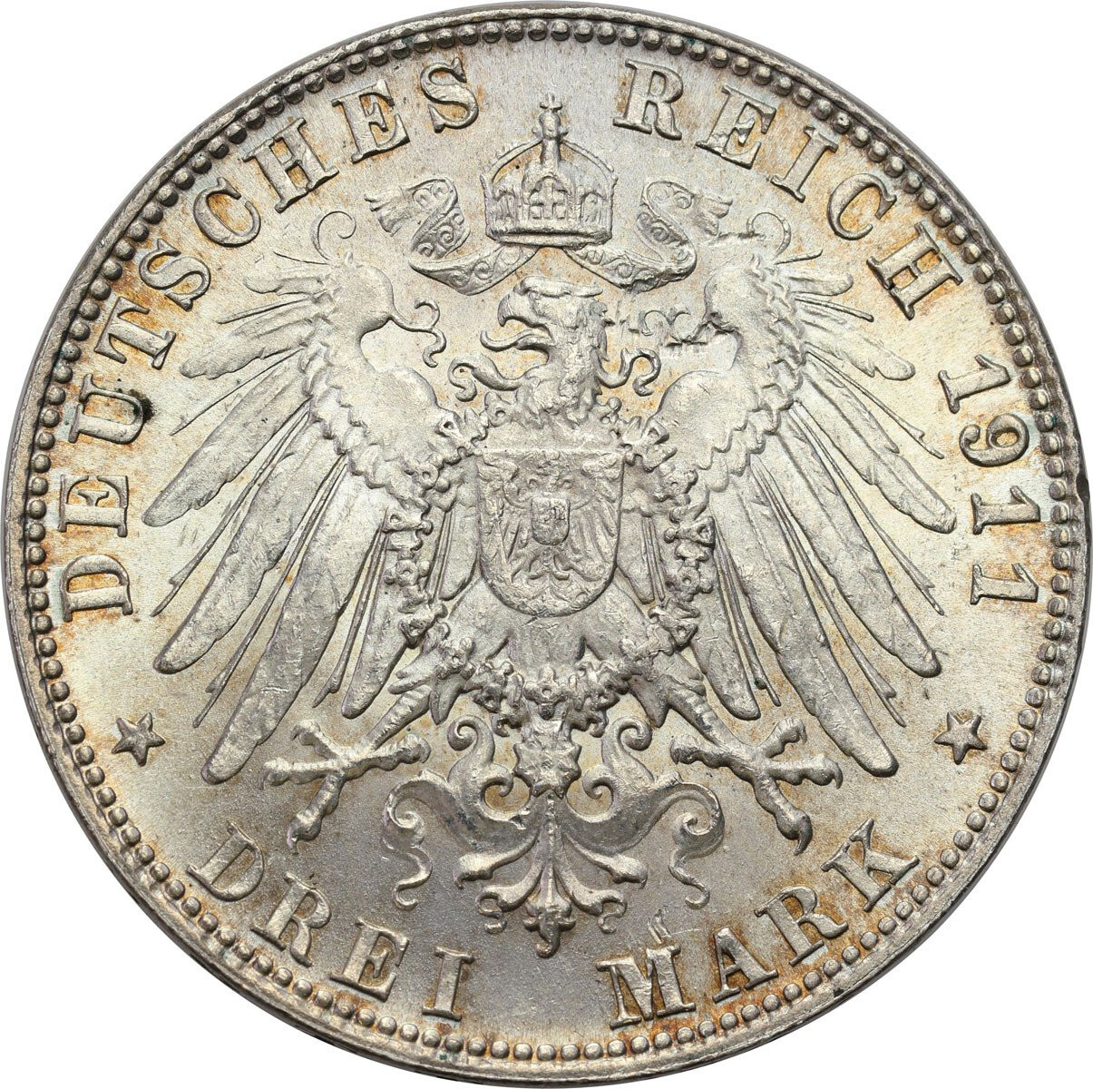 Niemcy, Bawaria. 3 marki 1911 D, Monachium, Luitpold – PIĘKNE