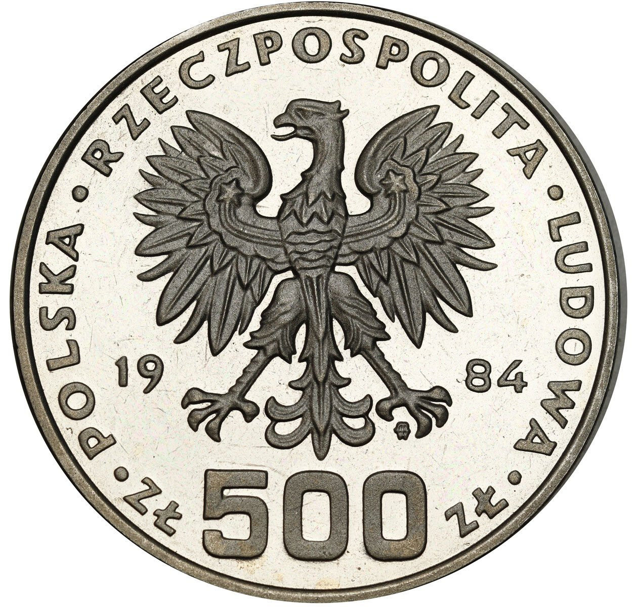 PRL. PRÓBA Nikiel 500 złotych 1984 – Łabędzie