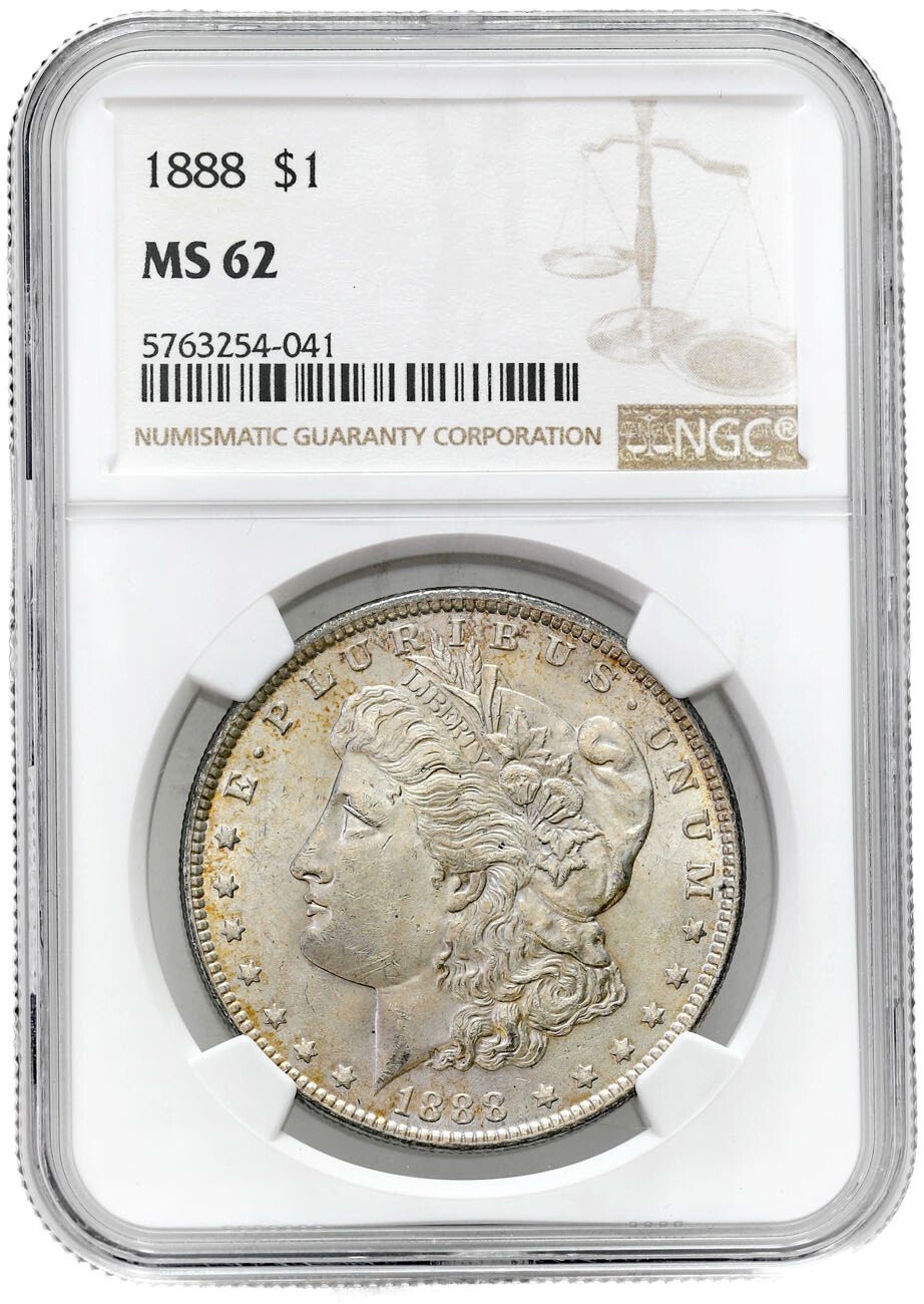 USA. 1 Dolar 1888, Filadelfia NGC MS62 - PIĘKNY